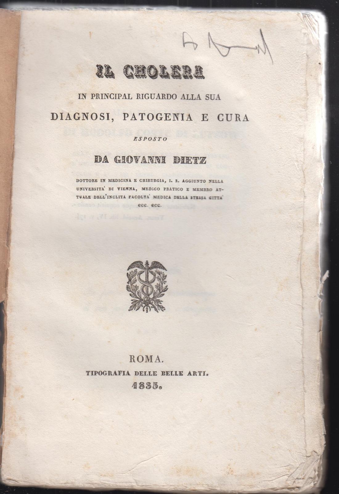 Giovanni Dietz Il colera in principal riguardo alla sua diagnosi …