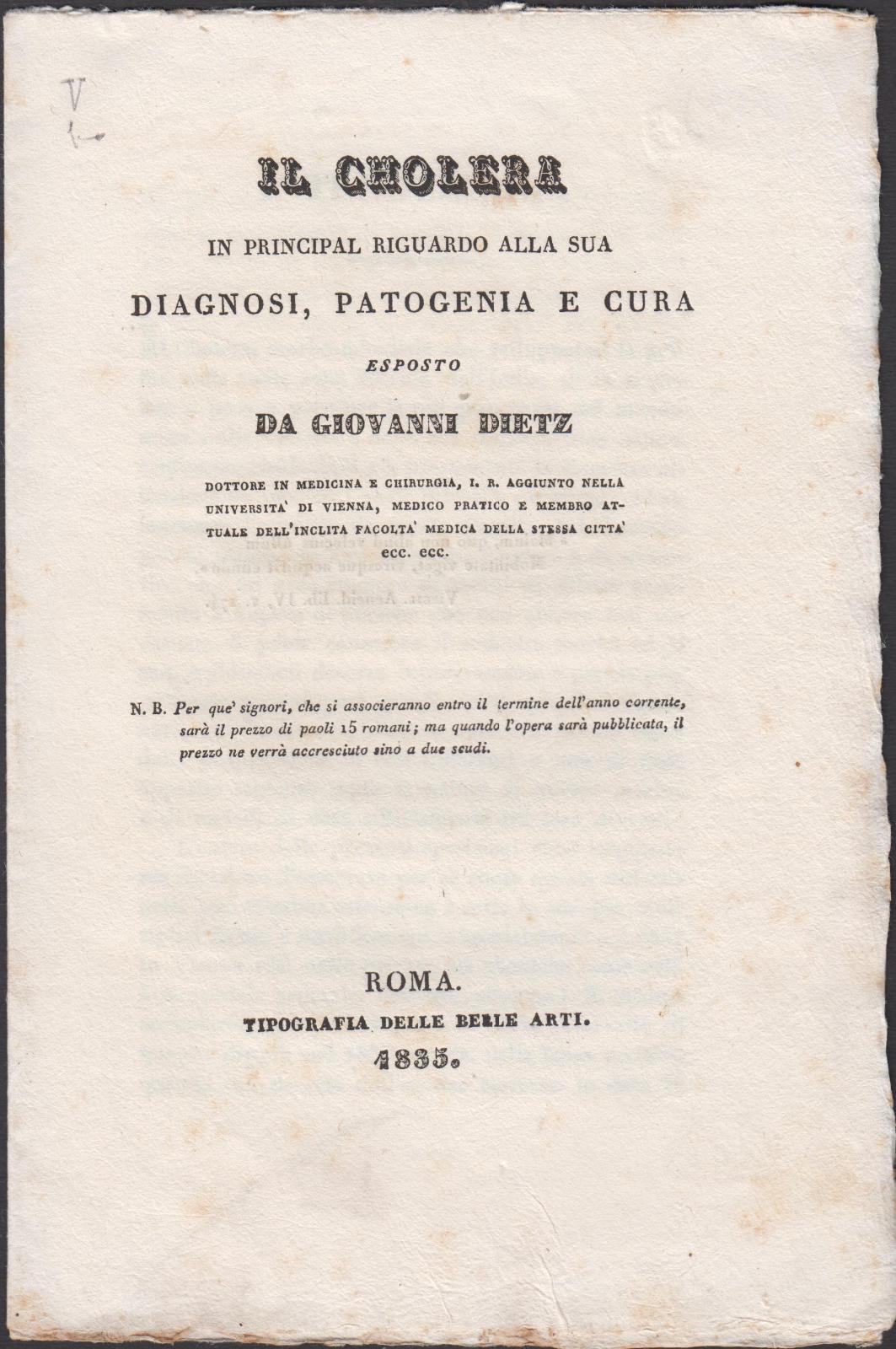 Giovanni Dietz Il colera in principale riguardo alla sua diagnosi …