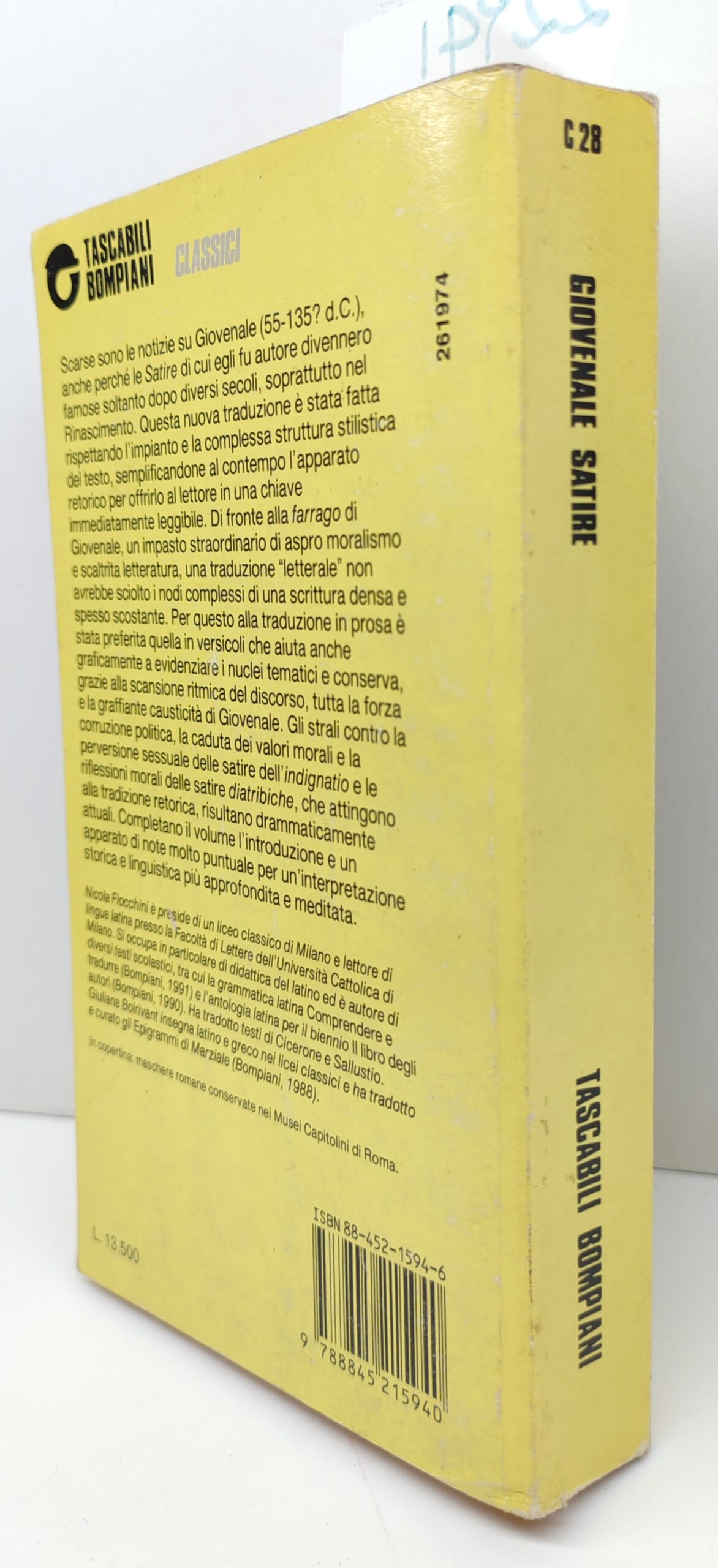 Giovenale Satire Tascabili Bompiani 1° edizione 1991