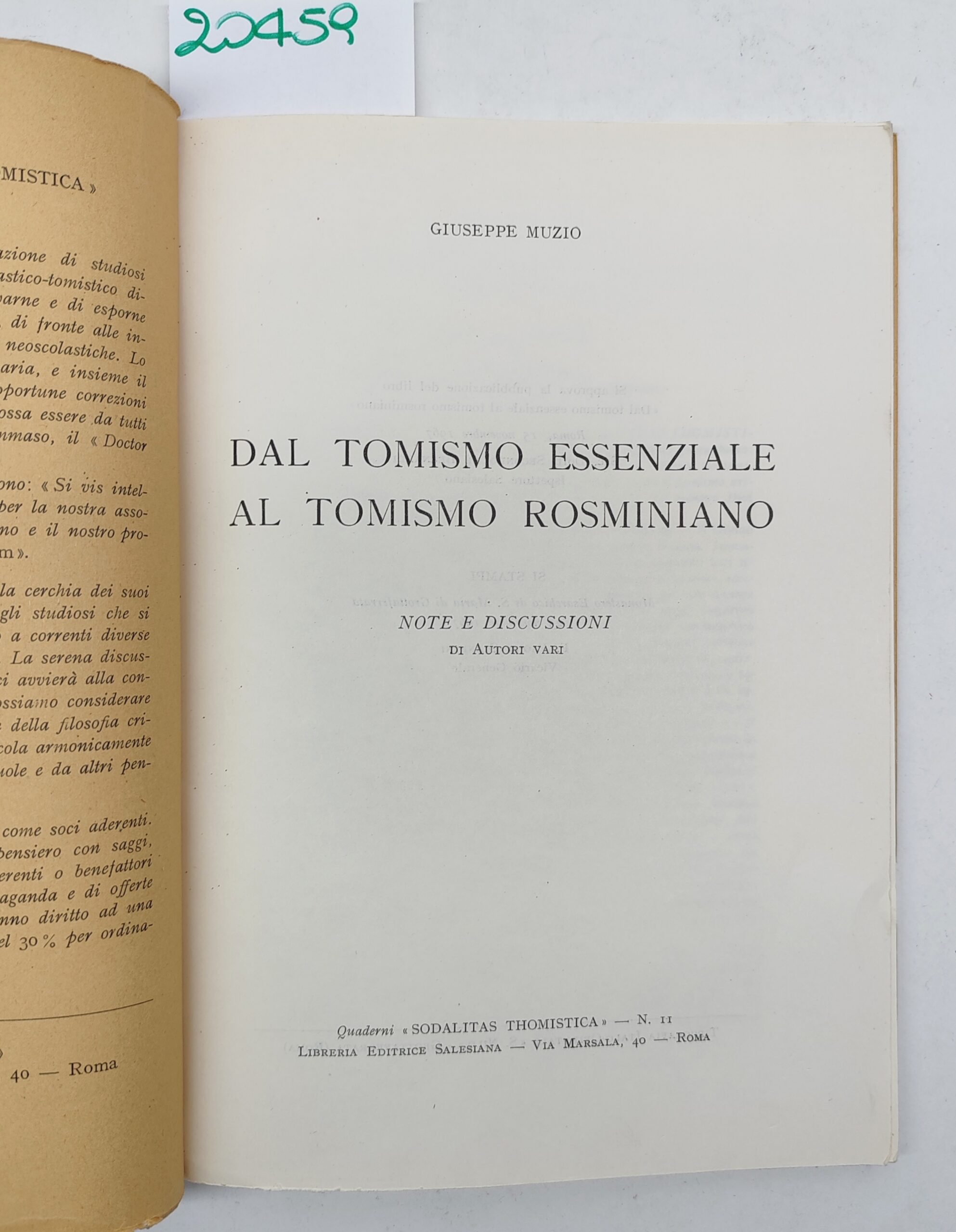 Giuseppe Muzio Dal tomismo essenziale al tomismo rosminiano note e …