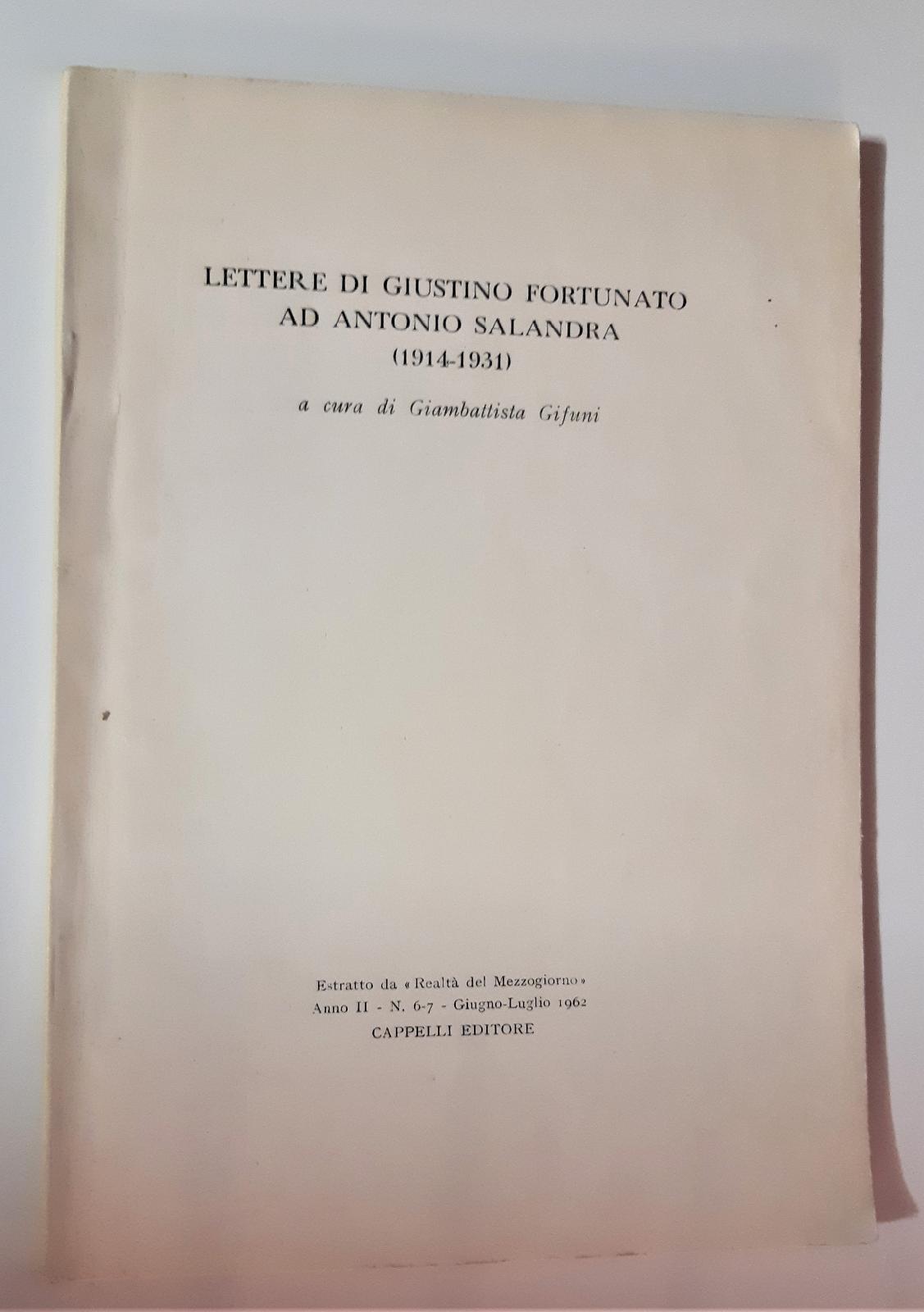 G. Gifuni Lettera di Giustino Fortunato ad Antonio Salandra (1914-1931) …