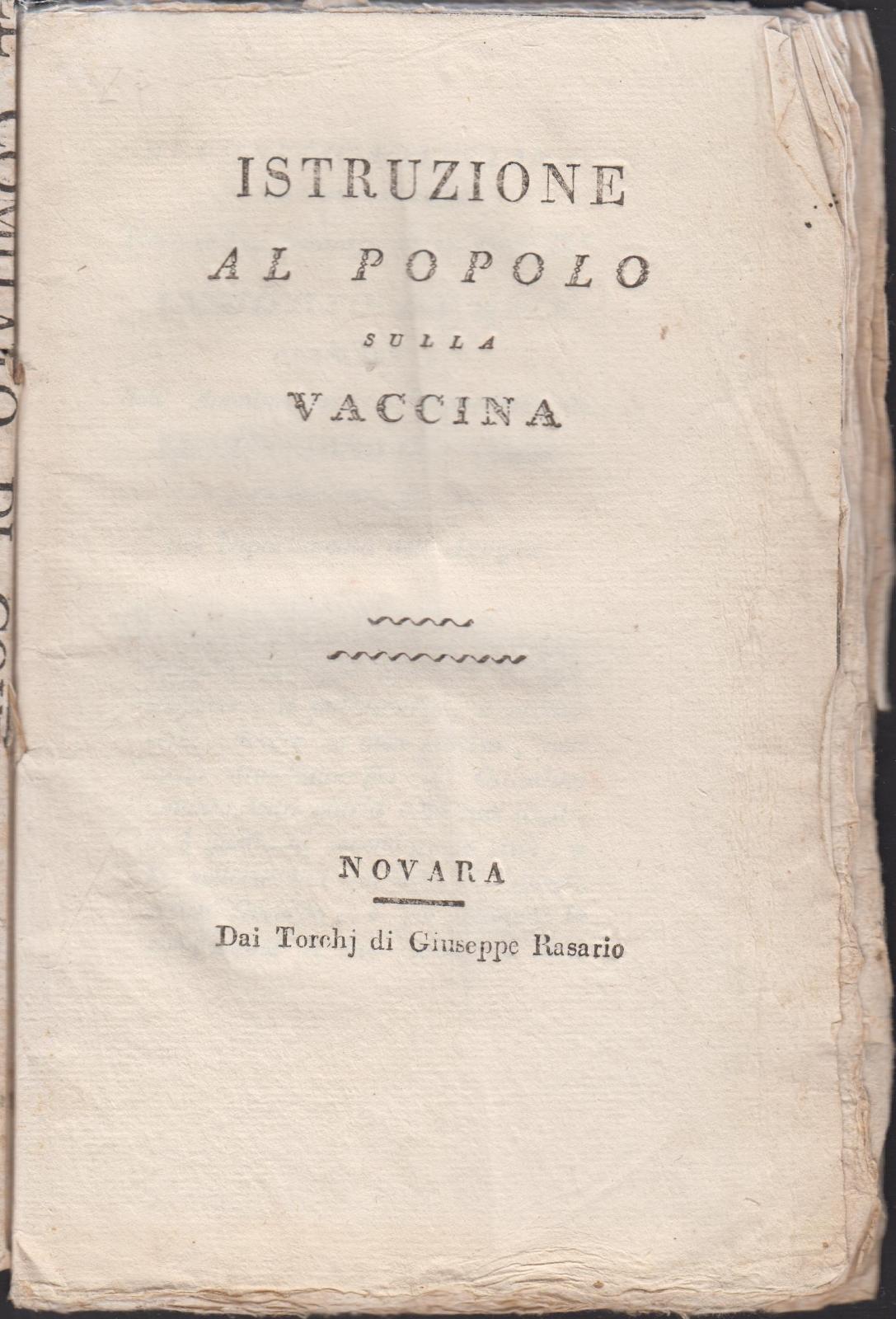 Vaccini Gautieri Istruzione al popolo sulla vaccina Novara G. Rasario …