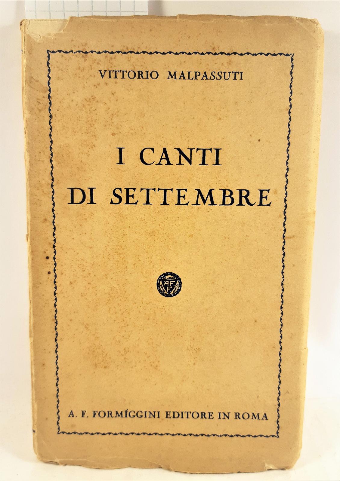 Vittorio Malpassuti Canti di Settembre Formiggini 1932
