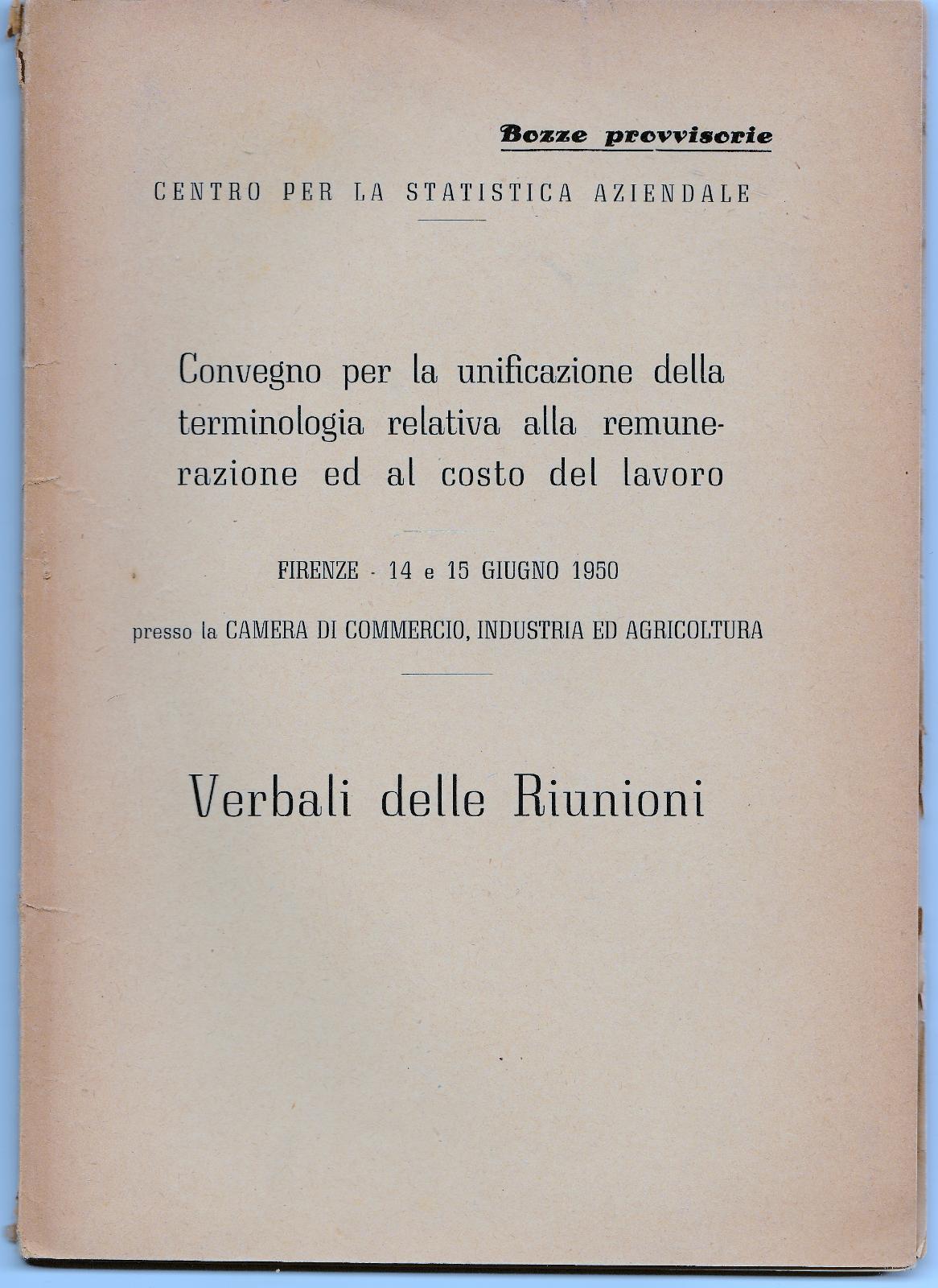 Convegno Per La Unificazione Della Terminologia Relativa Alla Remunerazione 1950