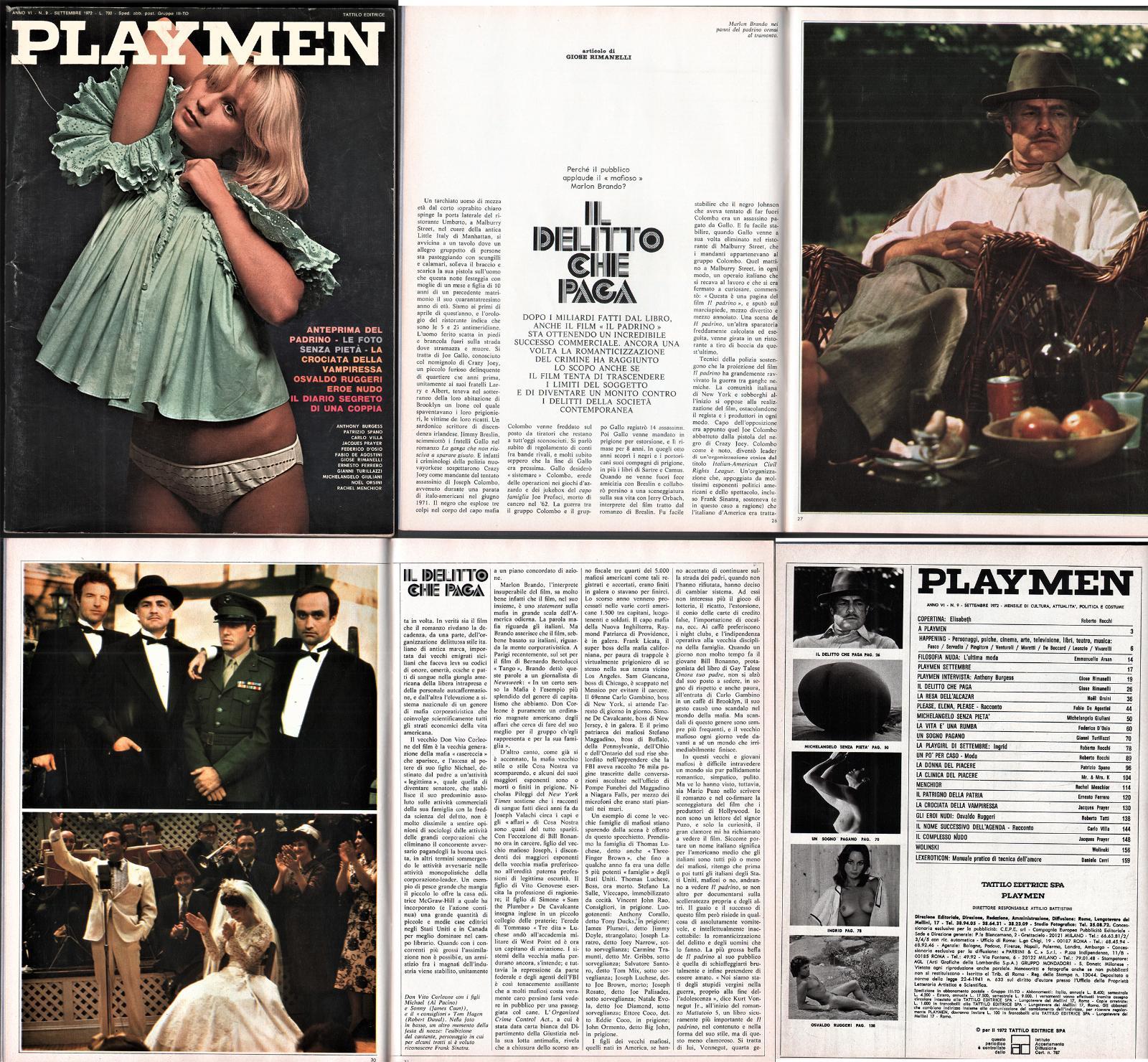 PLAYMEN MARLON BRANDO AL PACINO ANTEPRIMA DEL PADRINO 9 SETTEMBRE …
