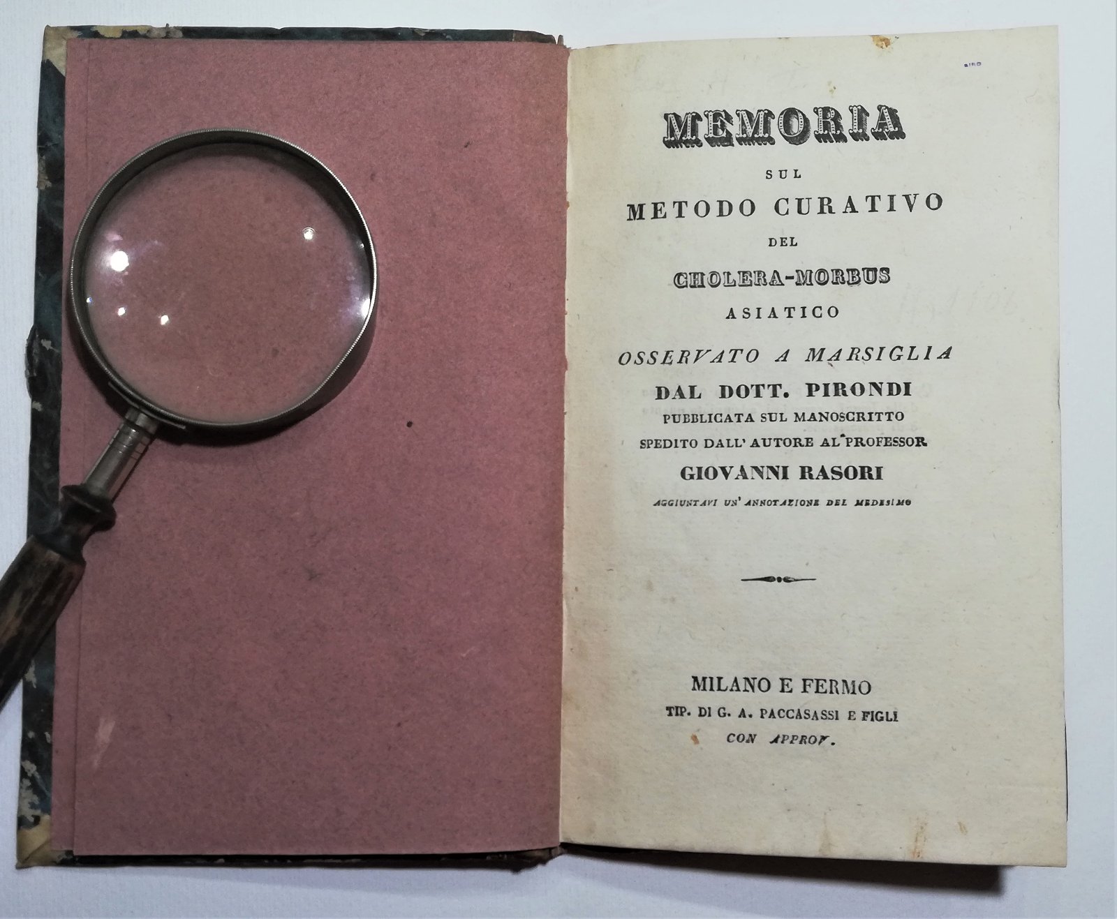 Colera-Medicina-Salassi-Memoria sul metodo curativo del Colera Morbus 1835