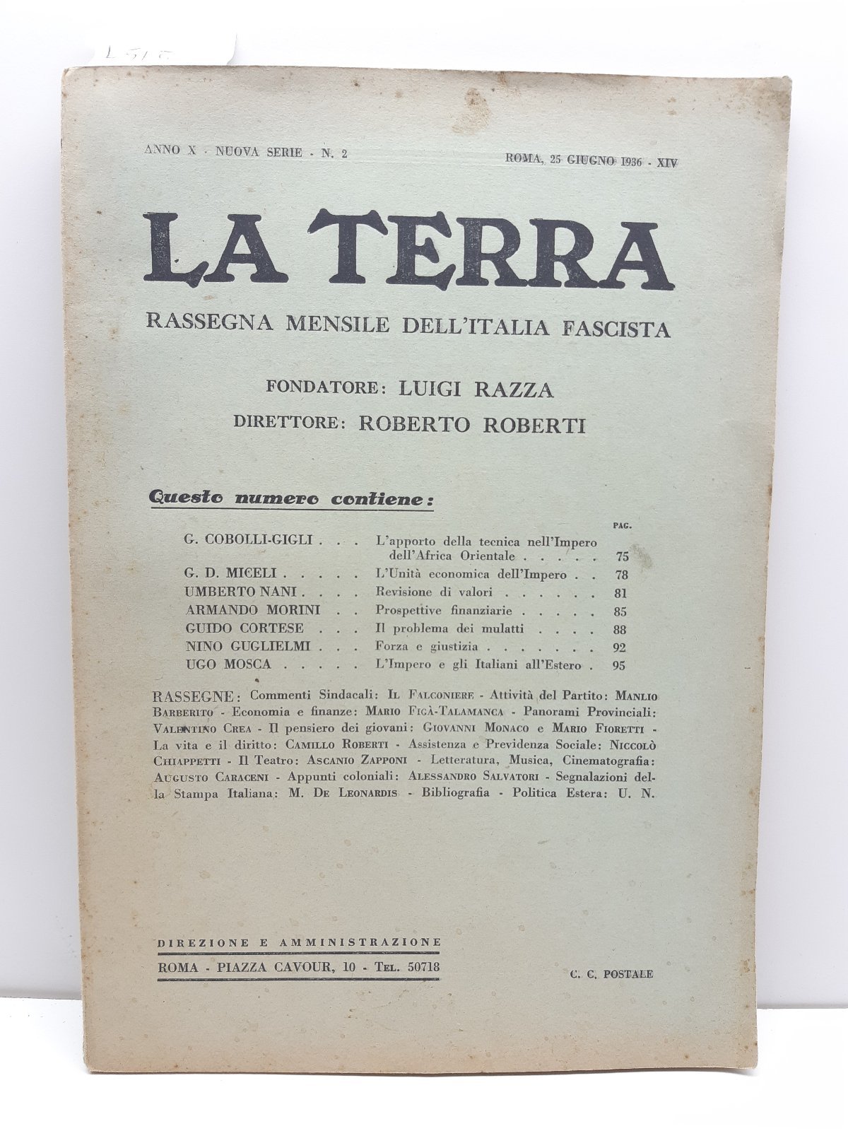 La terra rassegna mensile dell'Italia fascista n. 2 1936