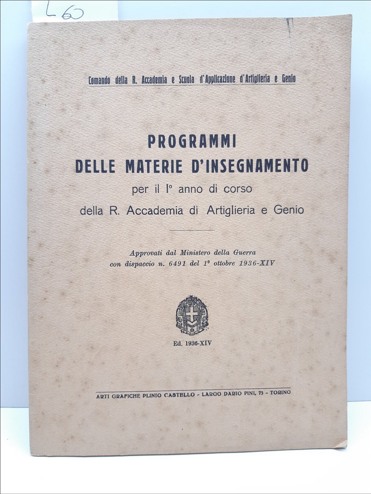 Comando Della R. Accademia Programmi Delle Materie D'insegnamento 1936