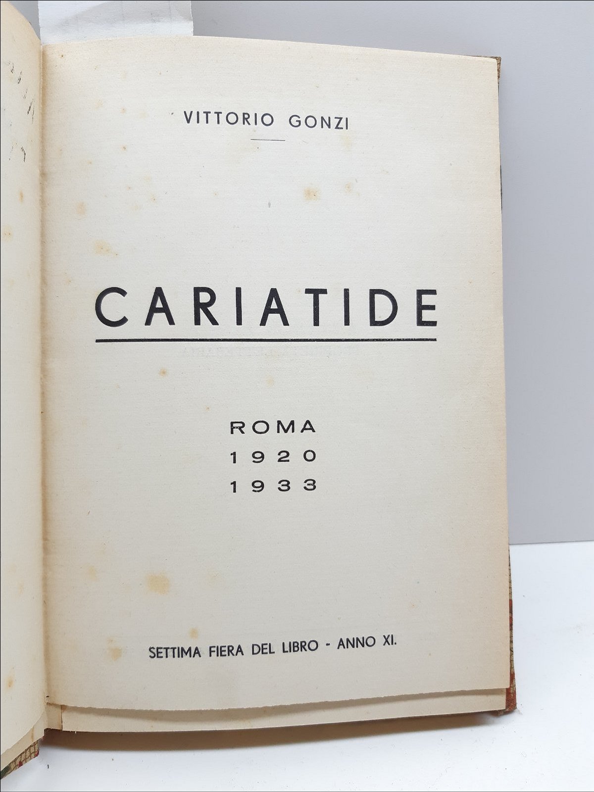 Vittorio Gonzi Cariatide Roma 1920-1933 Settima Fiera Del Libro 1933 …