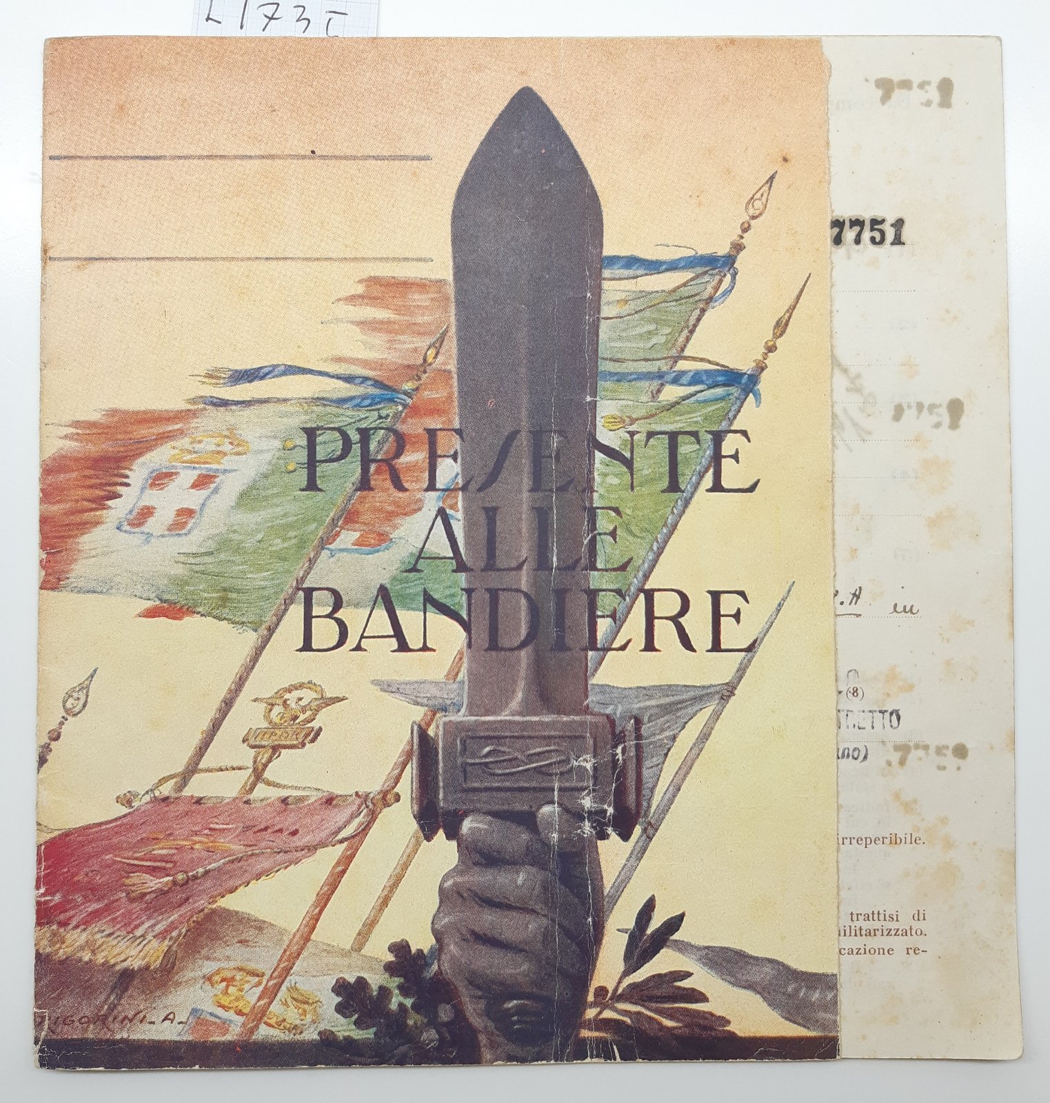 Presente alle bandiere 1946 Libretto di pensione di guerra familiari …