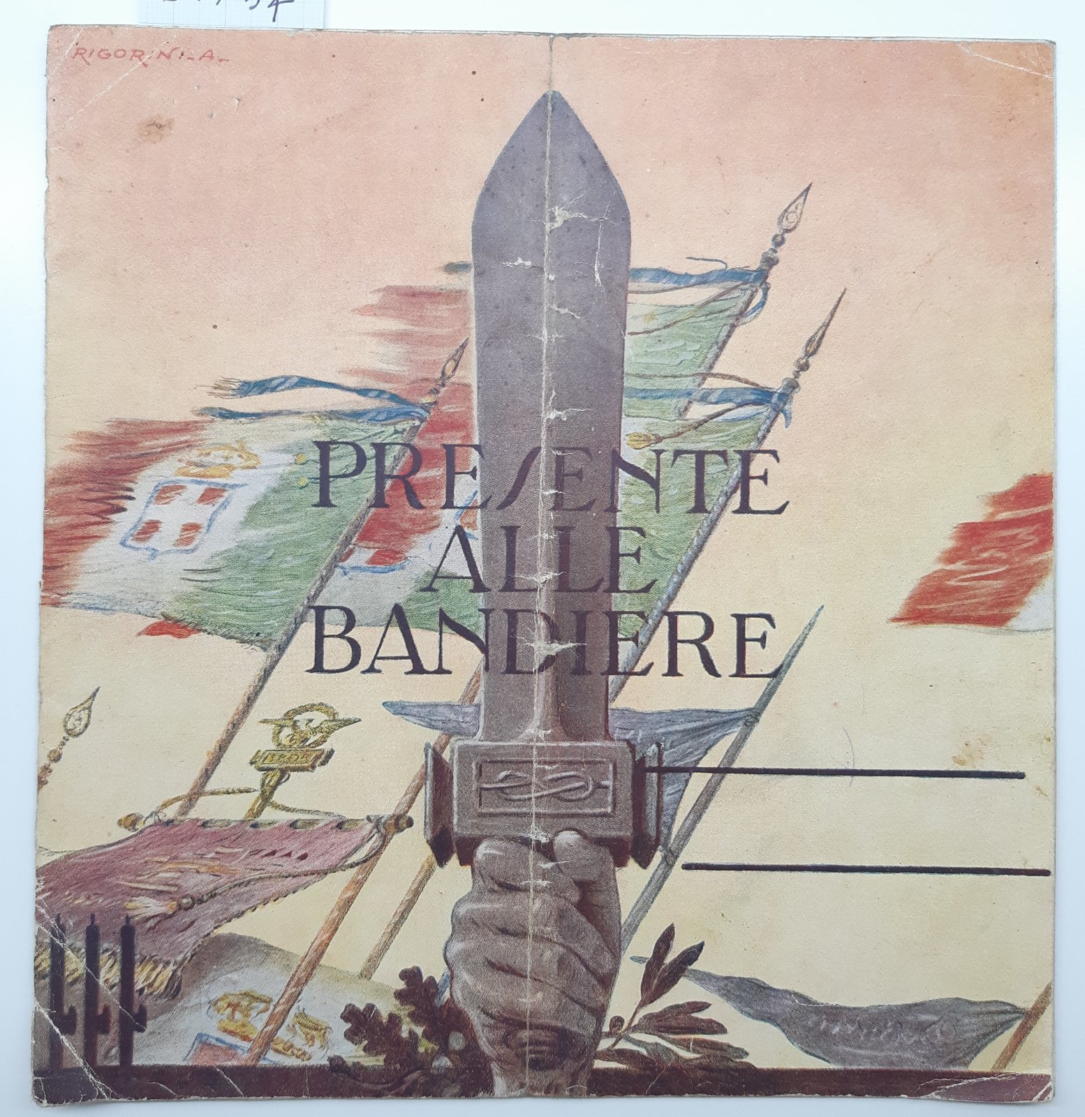 Presente alle bandiere Libretto di pensione di guerra per morte …