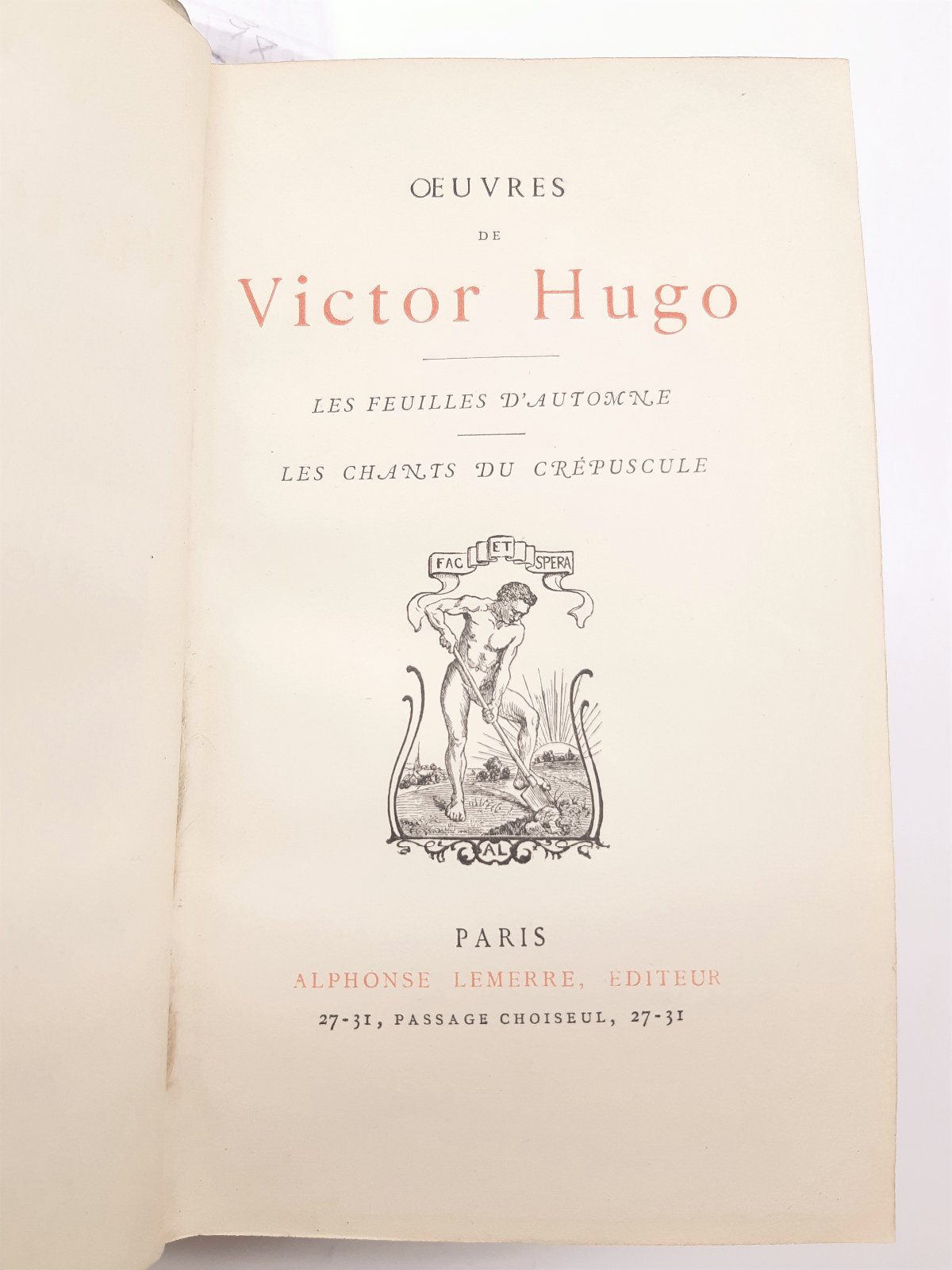 Victor Hugo Le feuilles d'Automne Les chants du crepuscule Lemerre …