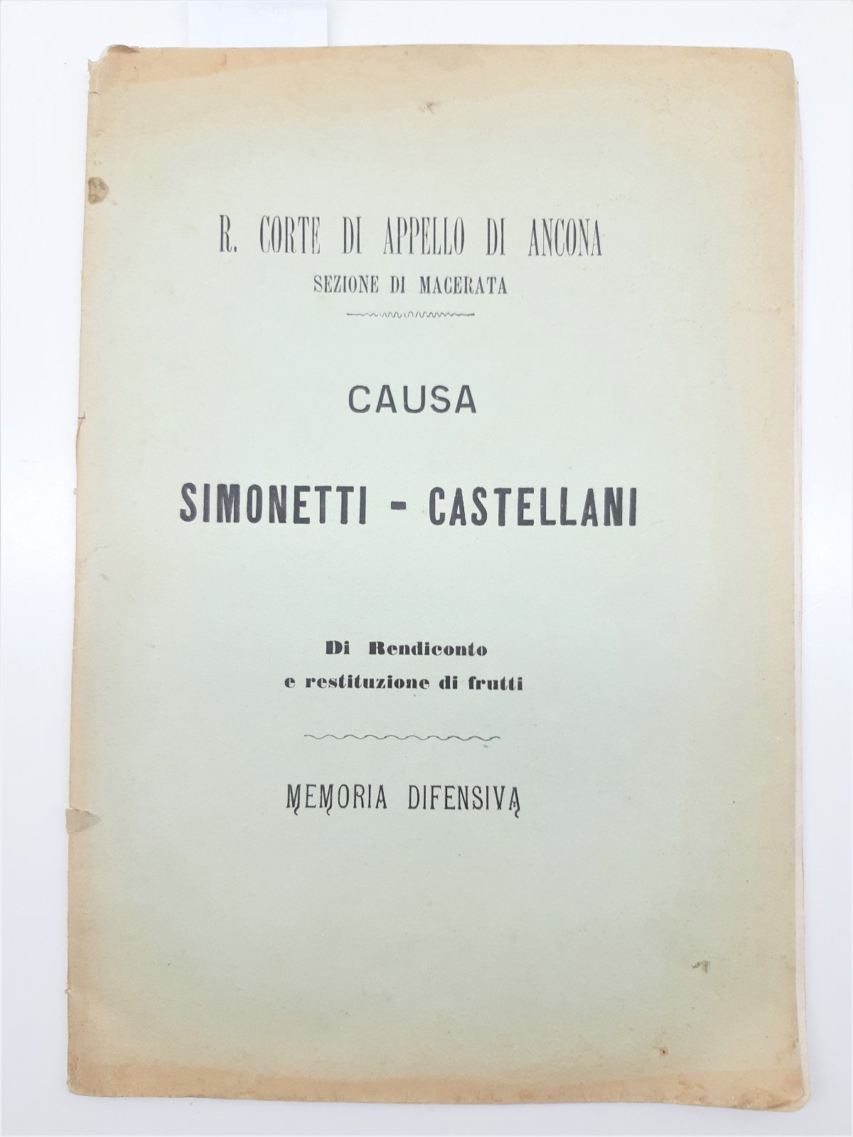 Processo Memoria Difensiva Causa Simonetti-Castellani-Sez. Macerata 1890