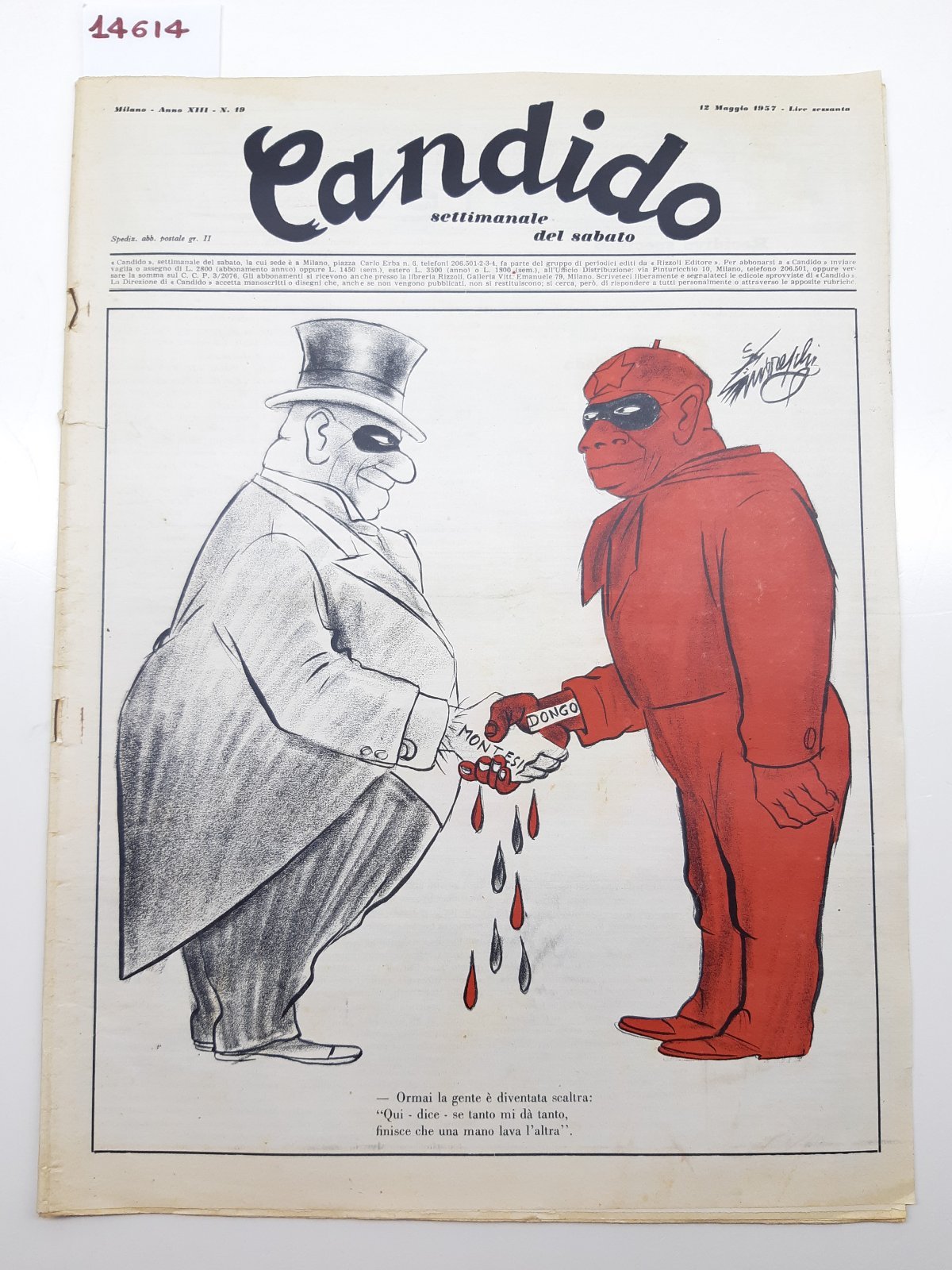 Guareschi Satira politica Candido settimanale del sabato n. 19 1957