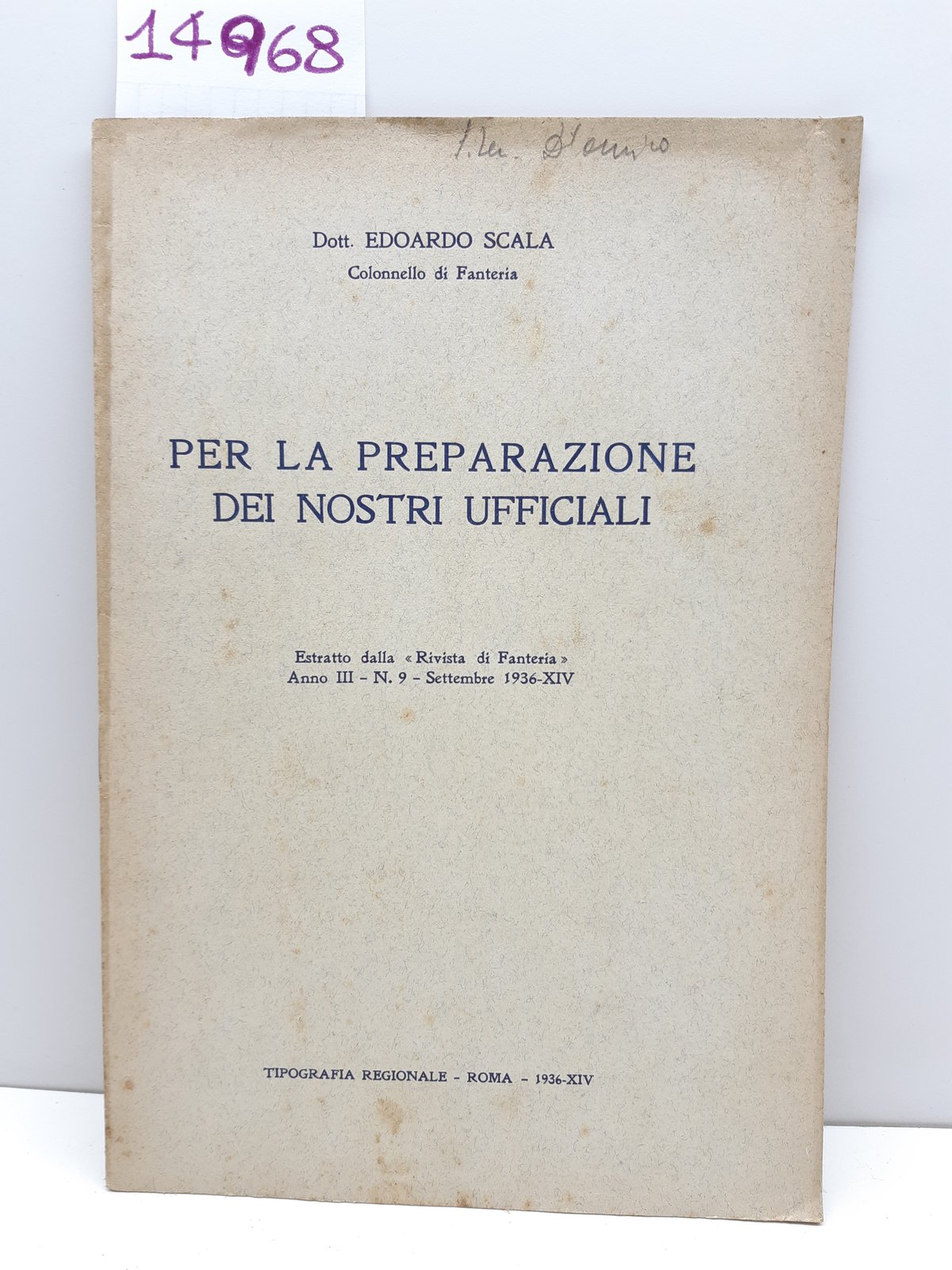 Edoardo Scala Per la preparazione dei nostri ufficiali estratto 1936