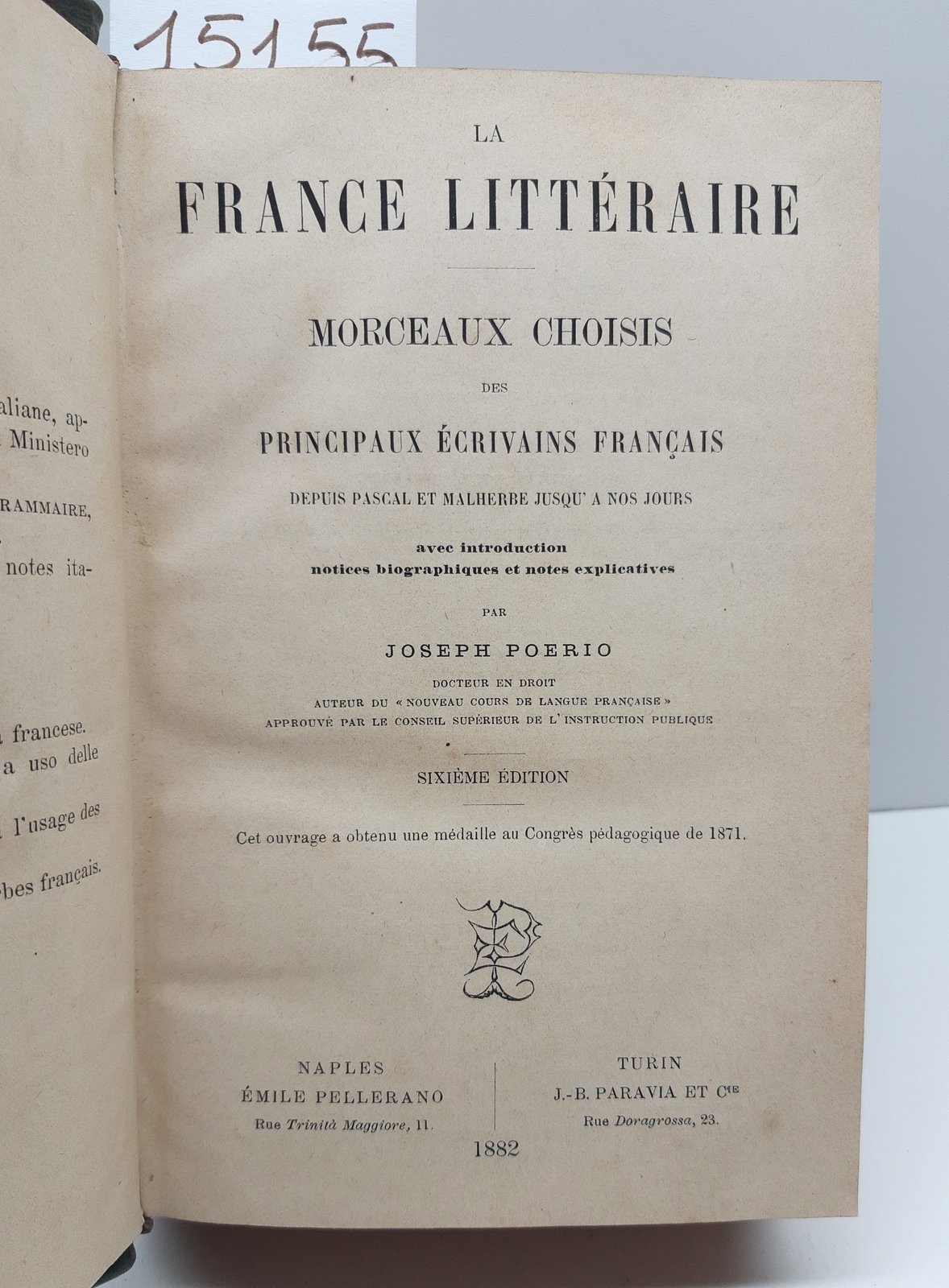 Morceaux Choisis La France Litteraire 6∞ed. 1882 + Fables de …