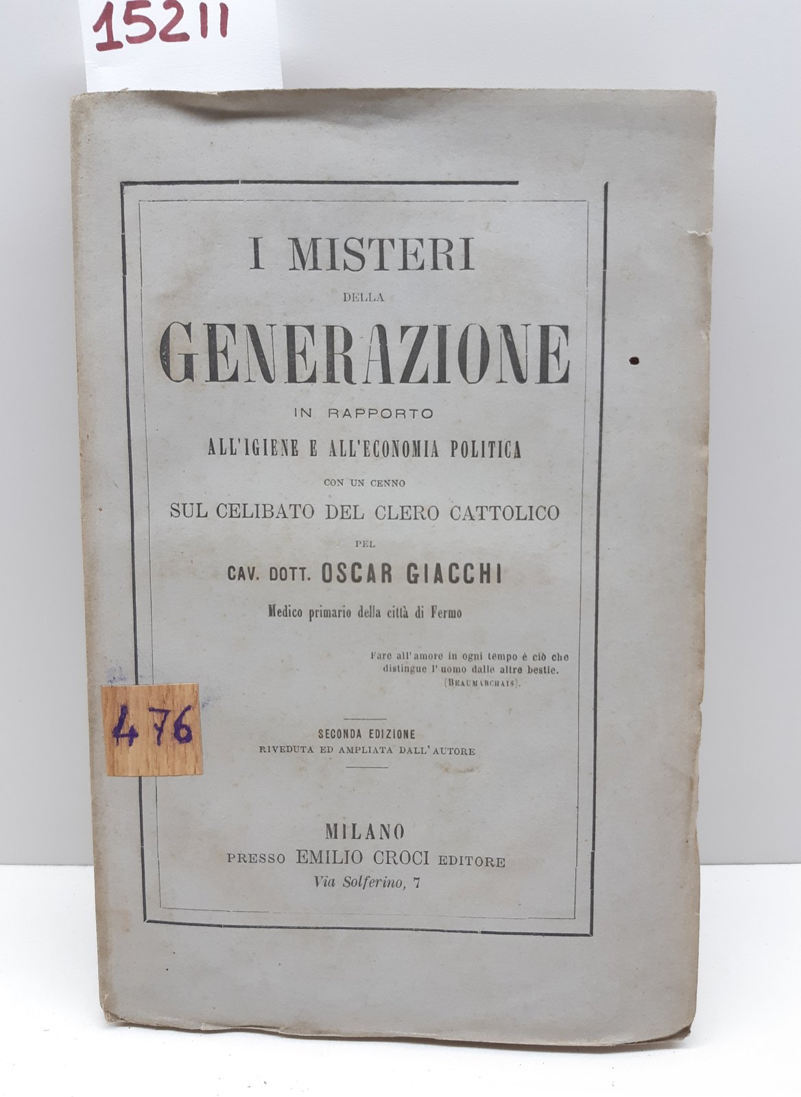 I misteri della generazione il rapporto all'igiene sul celibato del …