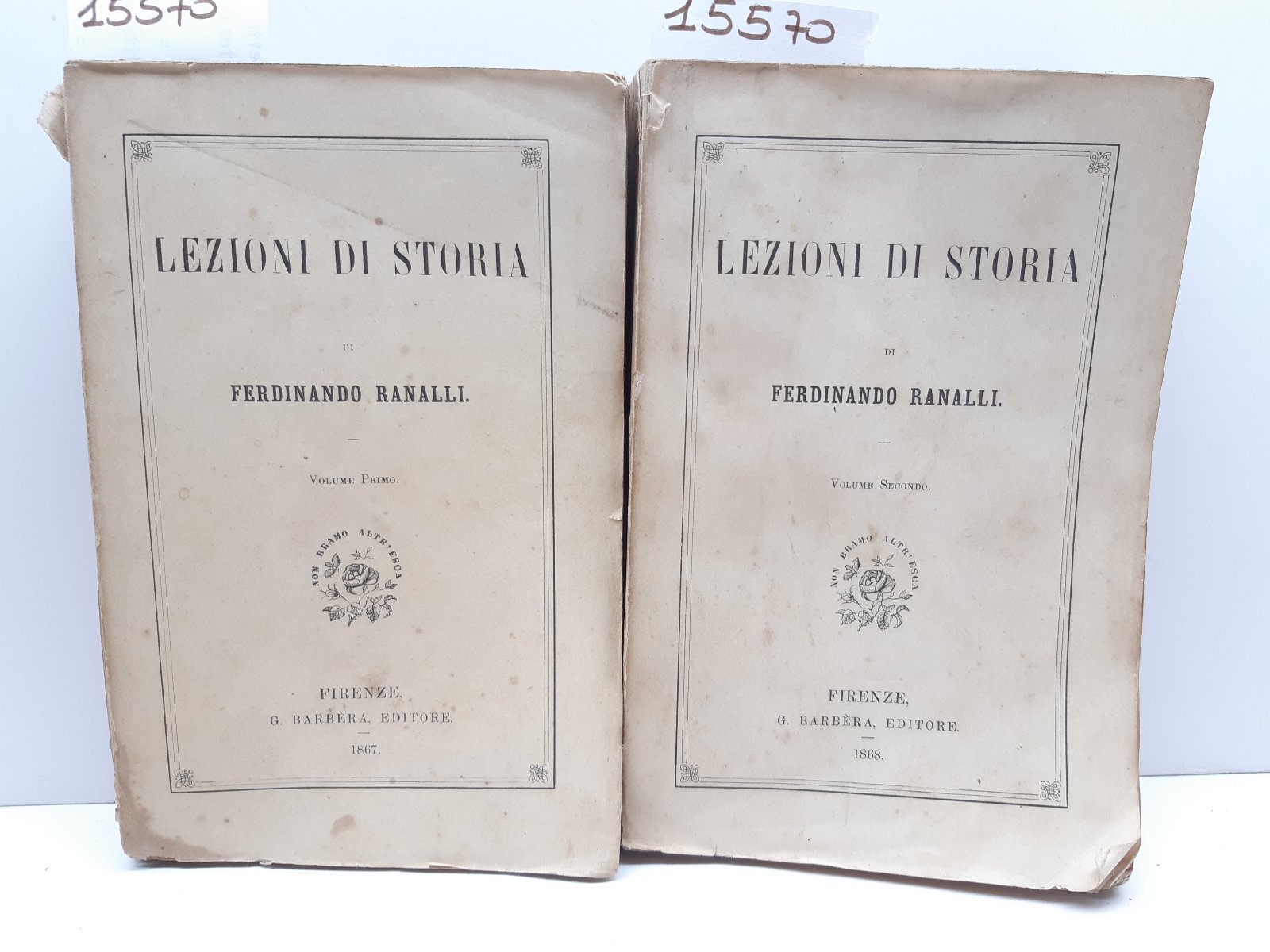 Lezioni di Storia di Ferdinando Ranalli due volumi Barbera 1867-1868
