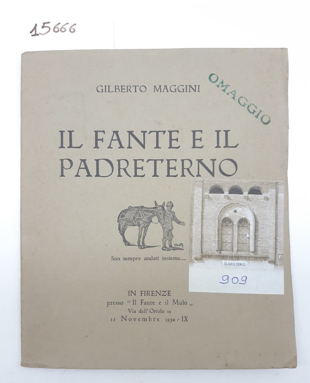 Gilberto Maggini Il Fante e il Padreterno 1930 autografato