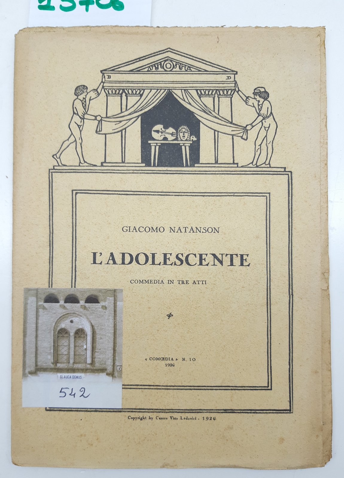 Giacomo Nathanson L'adolescente Commedia in tre atti Comoedia n. 10 …