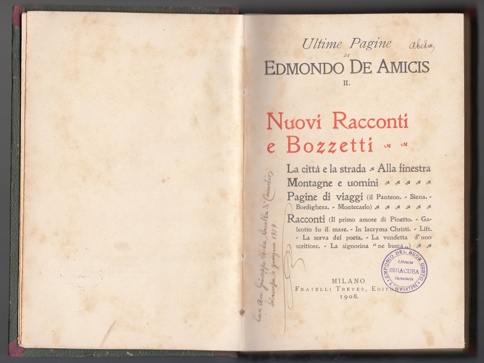 Ultime pagine di Edmondo De Amicis Vol. I e II …