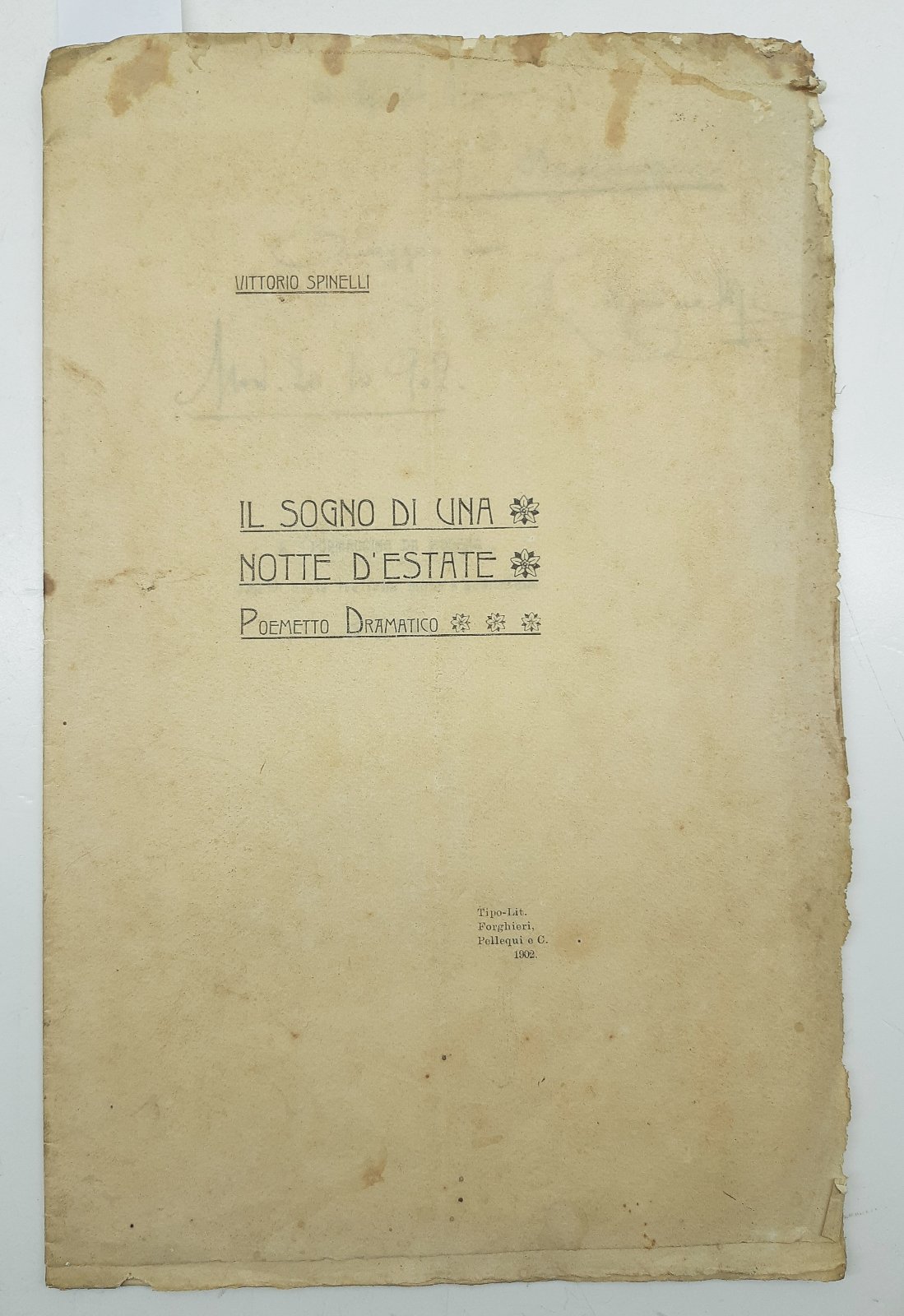 Prosa Il Sogno di una notte d'estate Vittorio Spinelli 1902 …