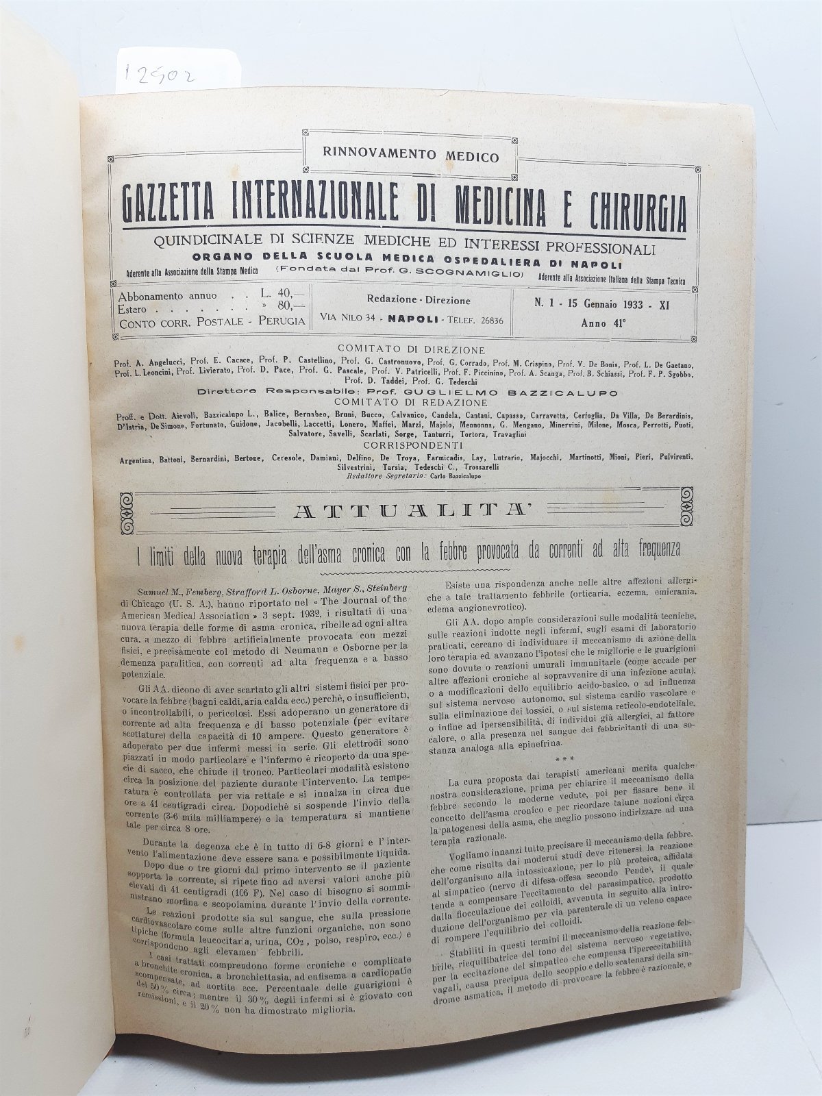 Raccolta Gazzetta internazionale di medicina e chirurgia 1933