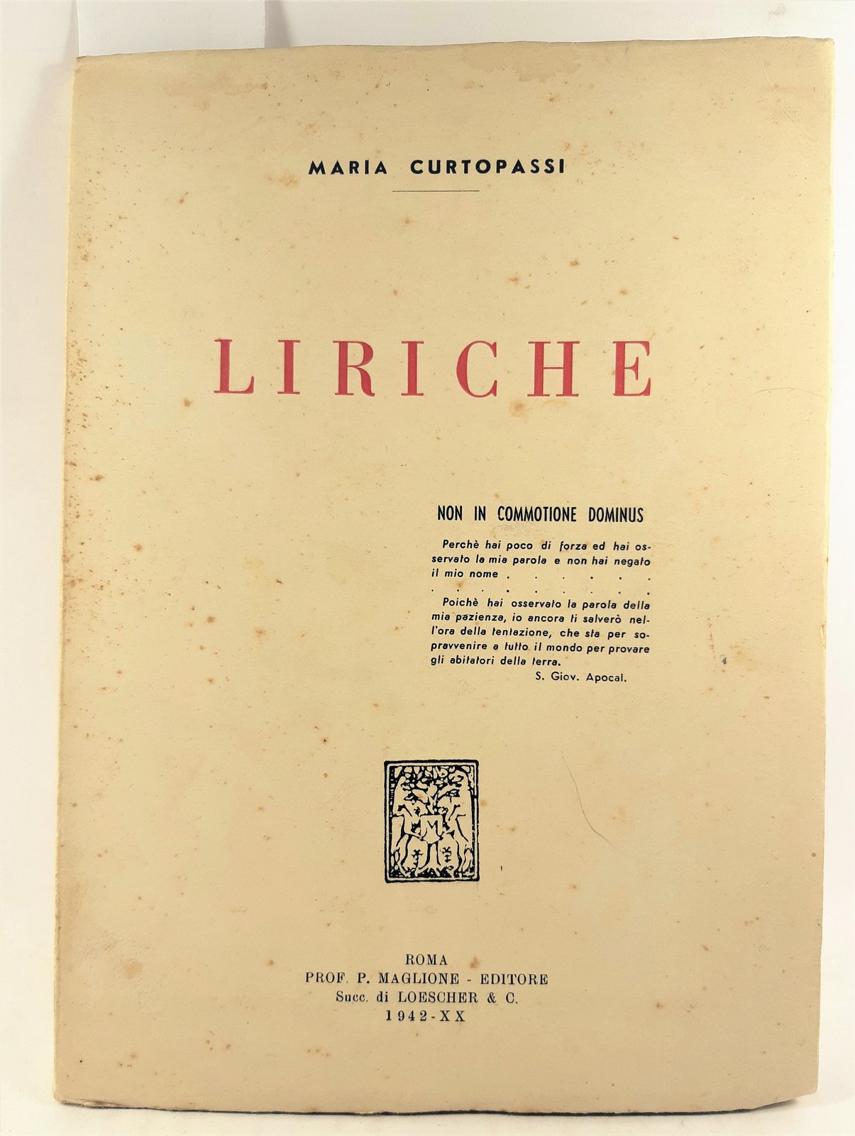 Maria Curtopassi Liriche Maglione 1942