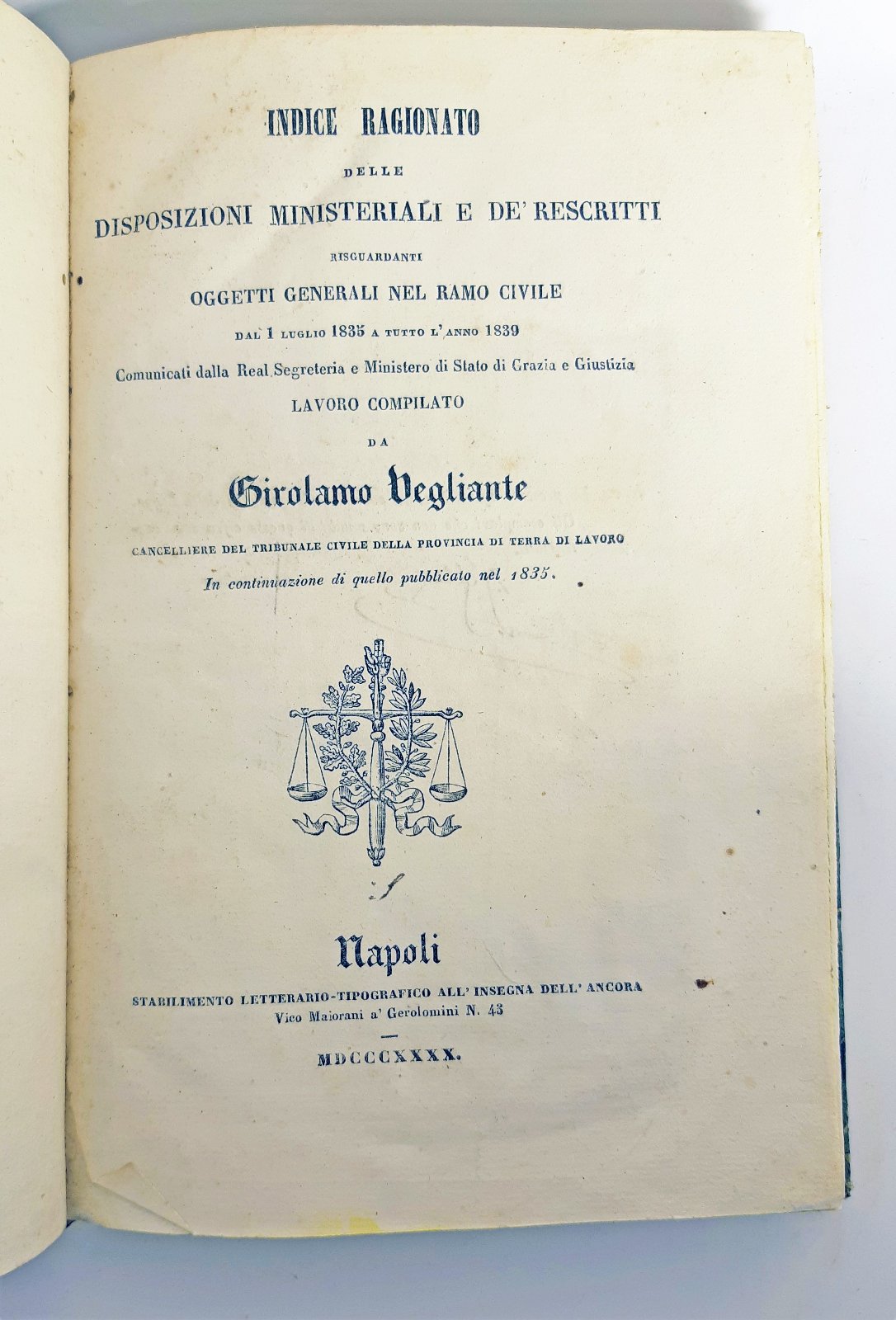 G. Vegliante Indice ragionato delle disposizioni ministeriali . dal 1∞ …