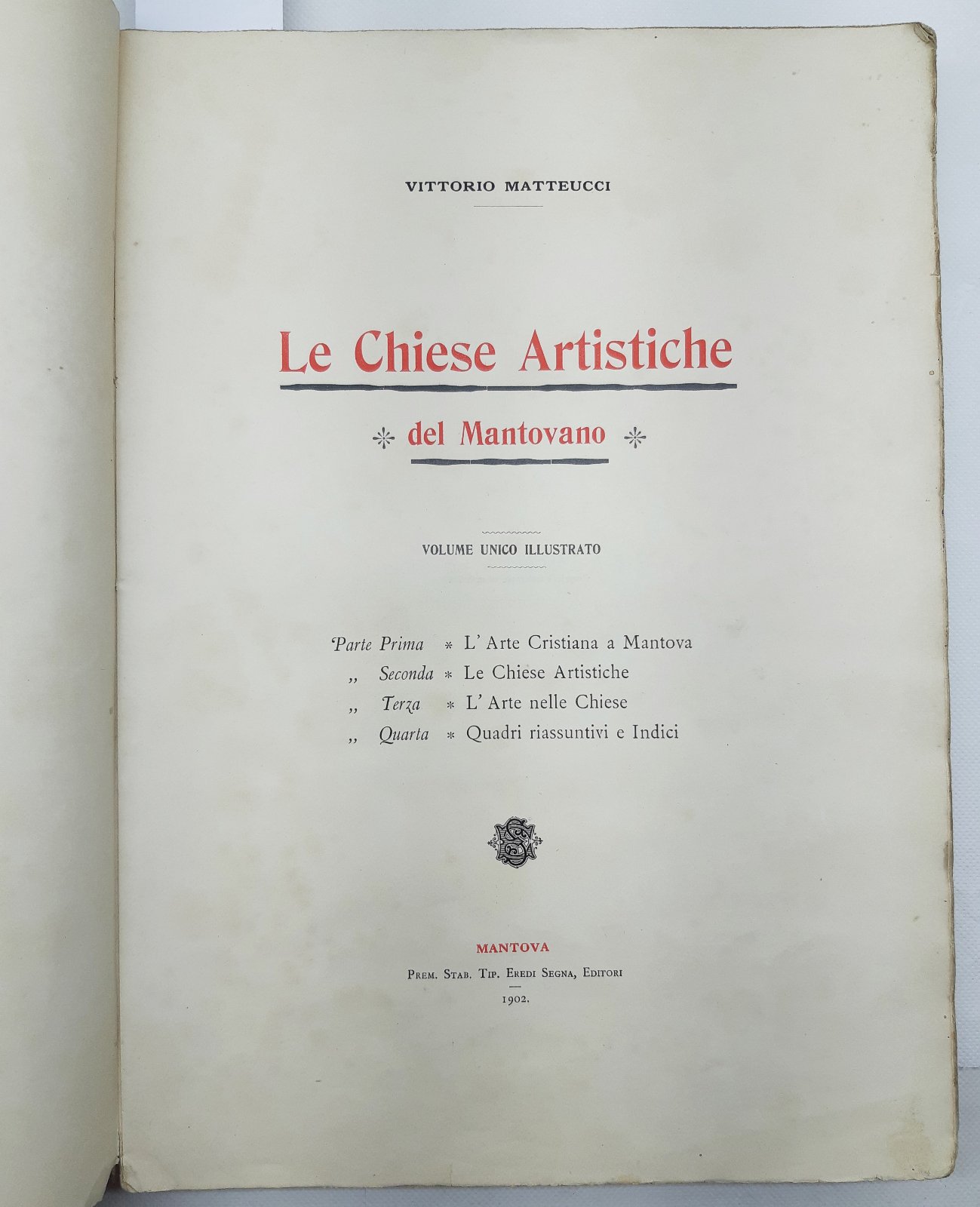 Vittorio Matteucci Le chiese artistiche del Mantovano Segna editori 1902