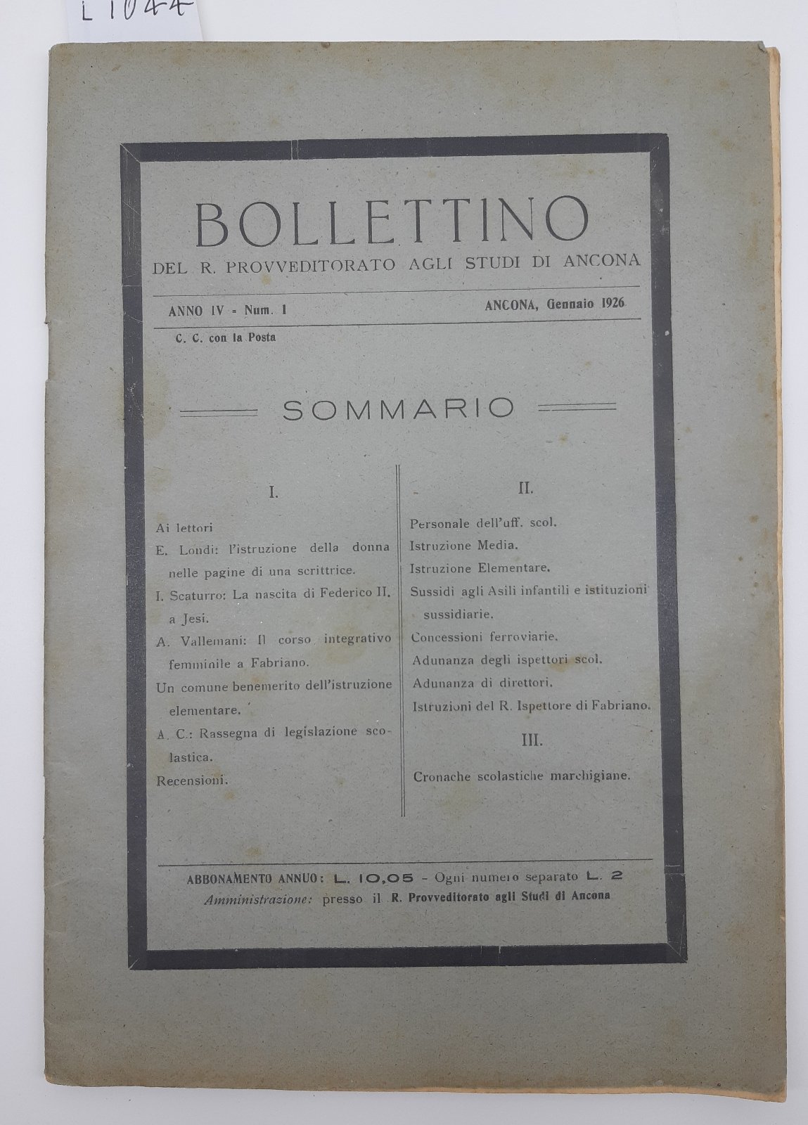Bollettino del R. Provveditorato agli studi di Ancona gennaio 1926 …