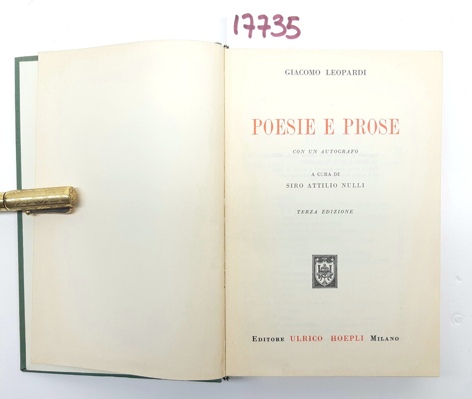 Siro Attilio Nulli Giacomo Leopardi Poesie e prose 3° edizione …