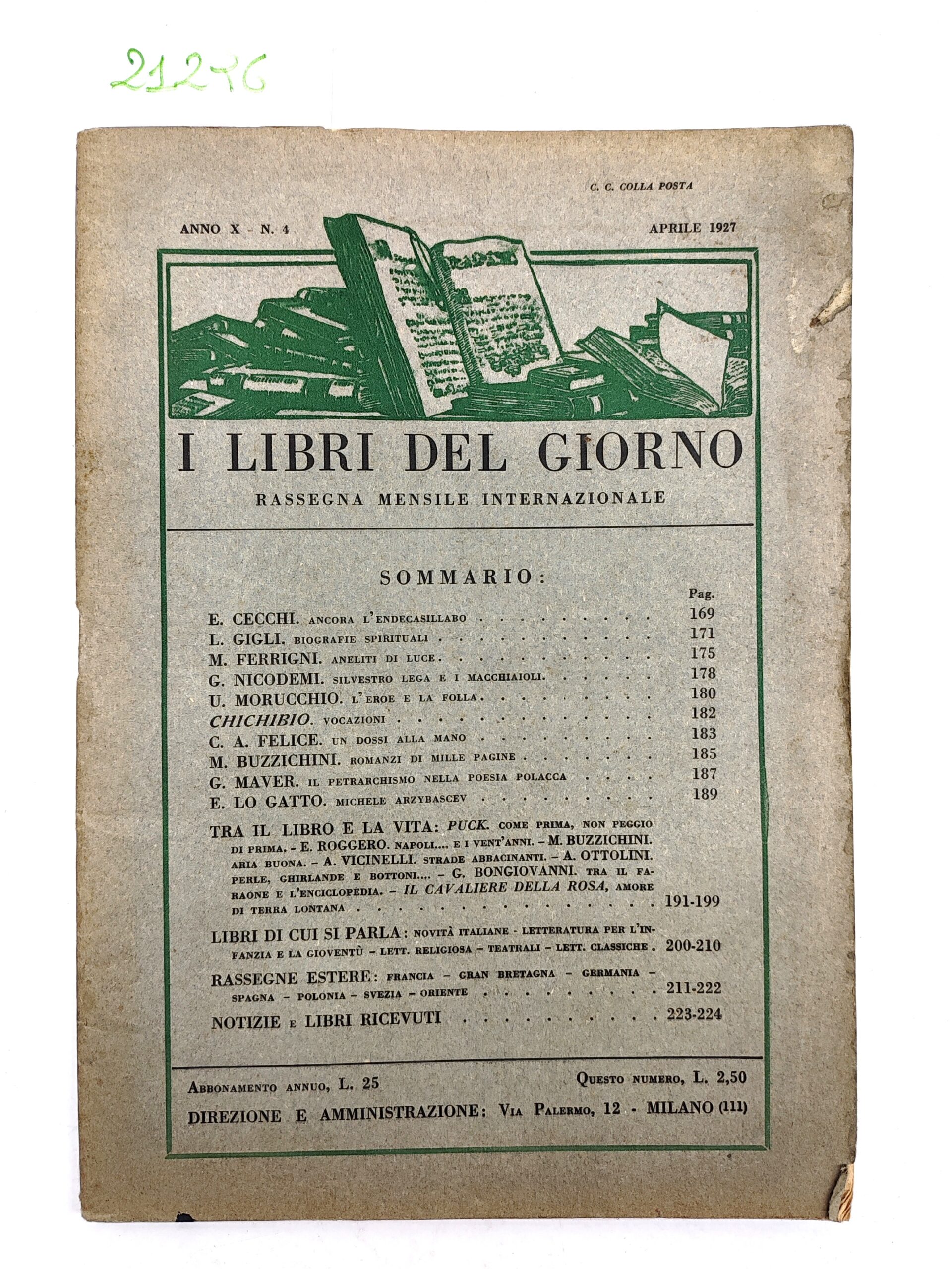 I libri del giorno rassegna mensile internazionale numero 4 1927