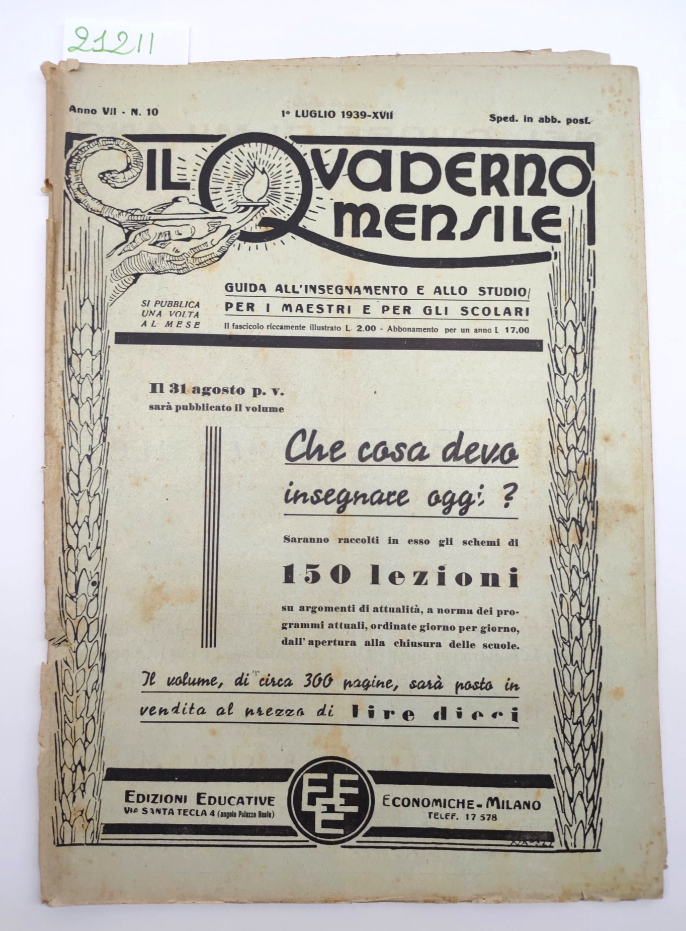 Il quaderno mensile n. 10 1939 guida all'insegnamento e allo …