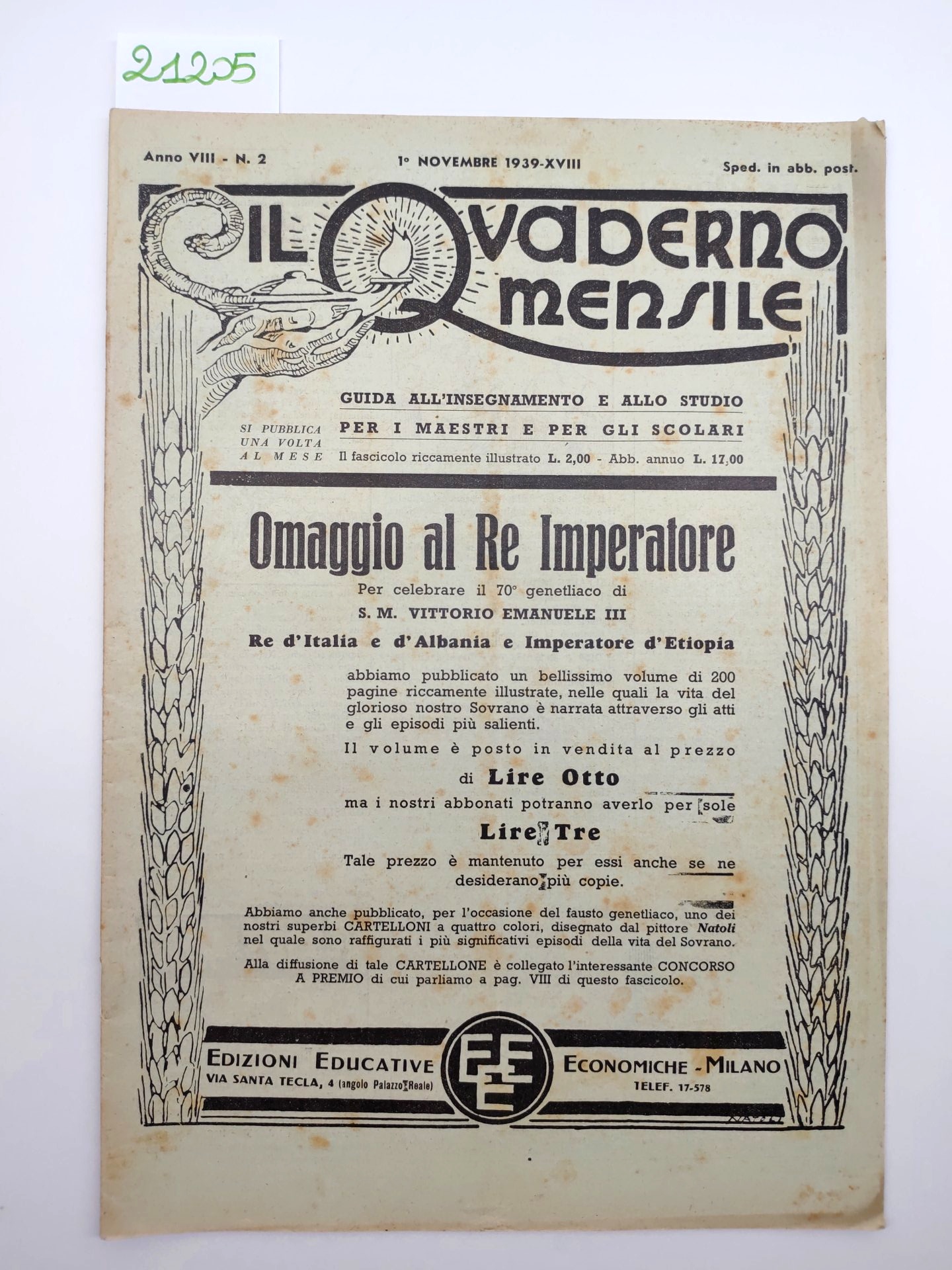 Il quaderno mensile n. 2 1939 guida all'insegnamento e allo …
