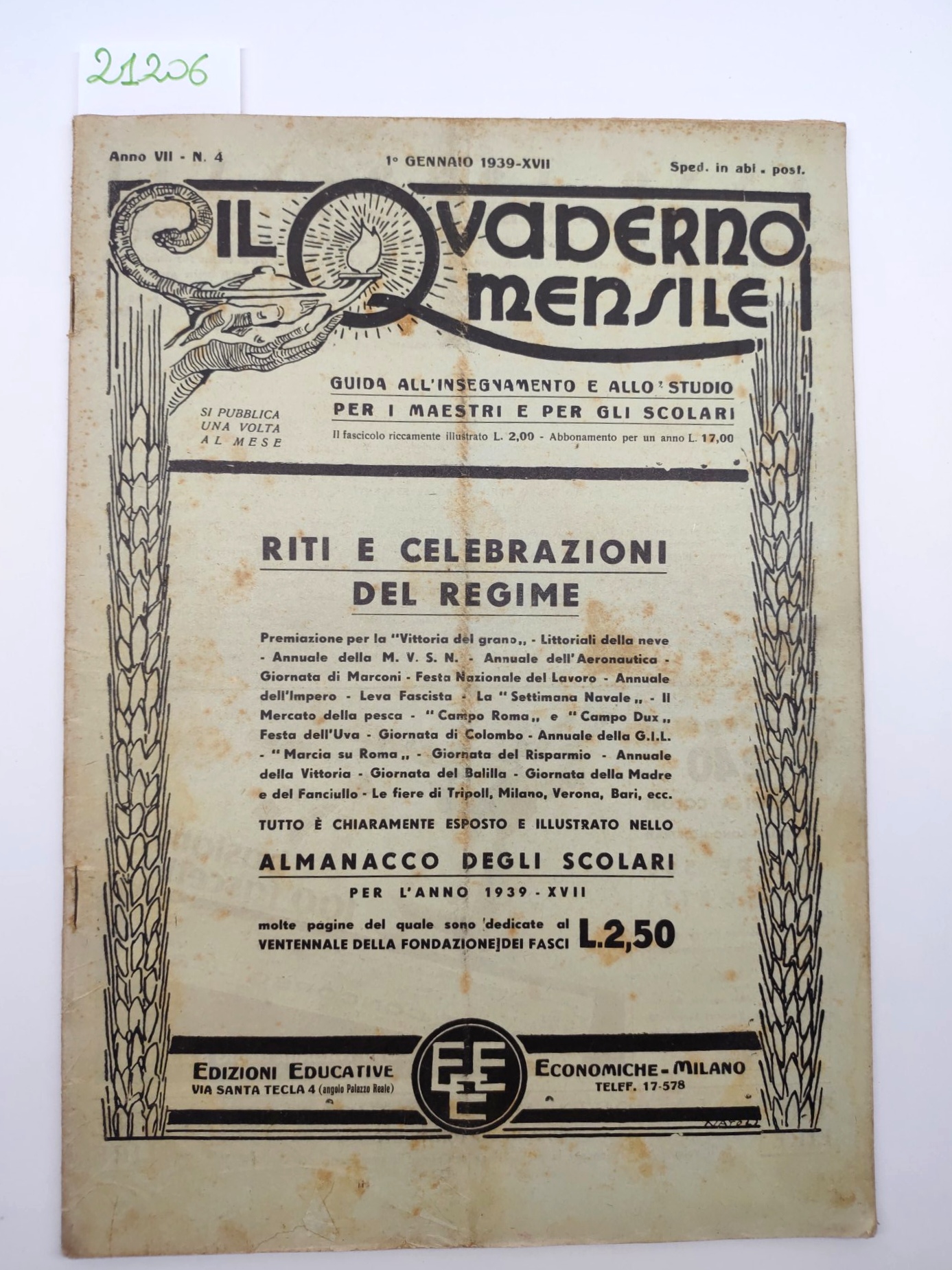 Il quaderno mensile n. 4 1939 guida all'insegnamento e allo …
