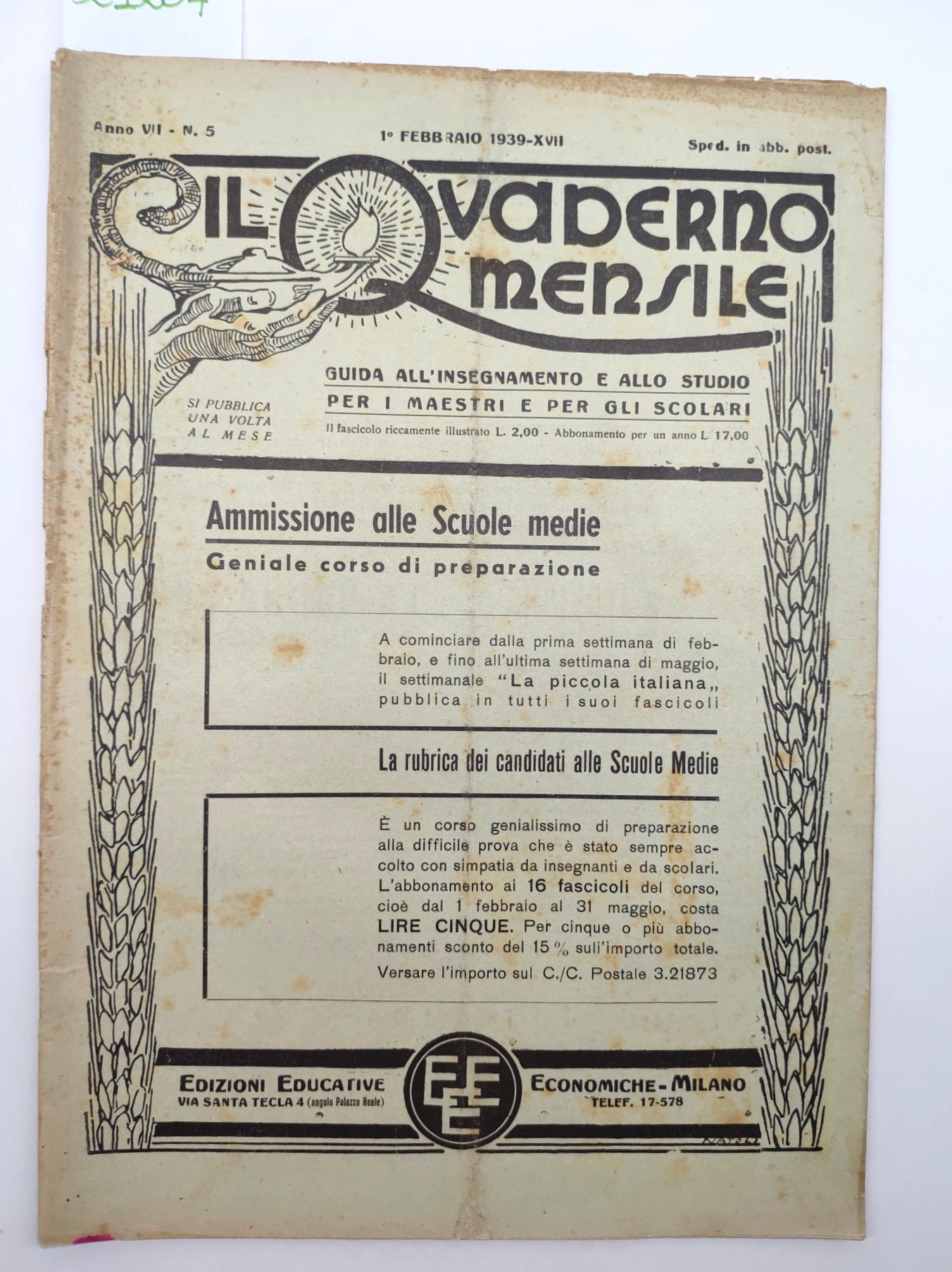 Il quaderno mensile n. 5 1939 guida all'insegnamento e allo …