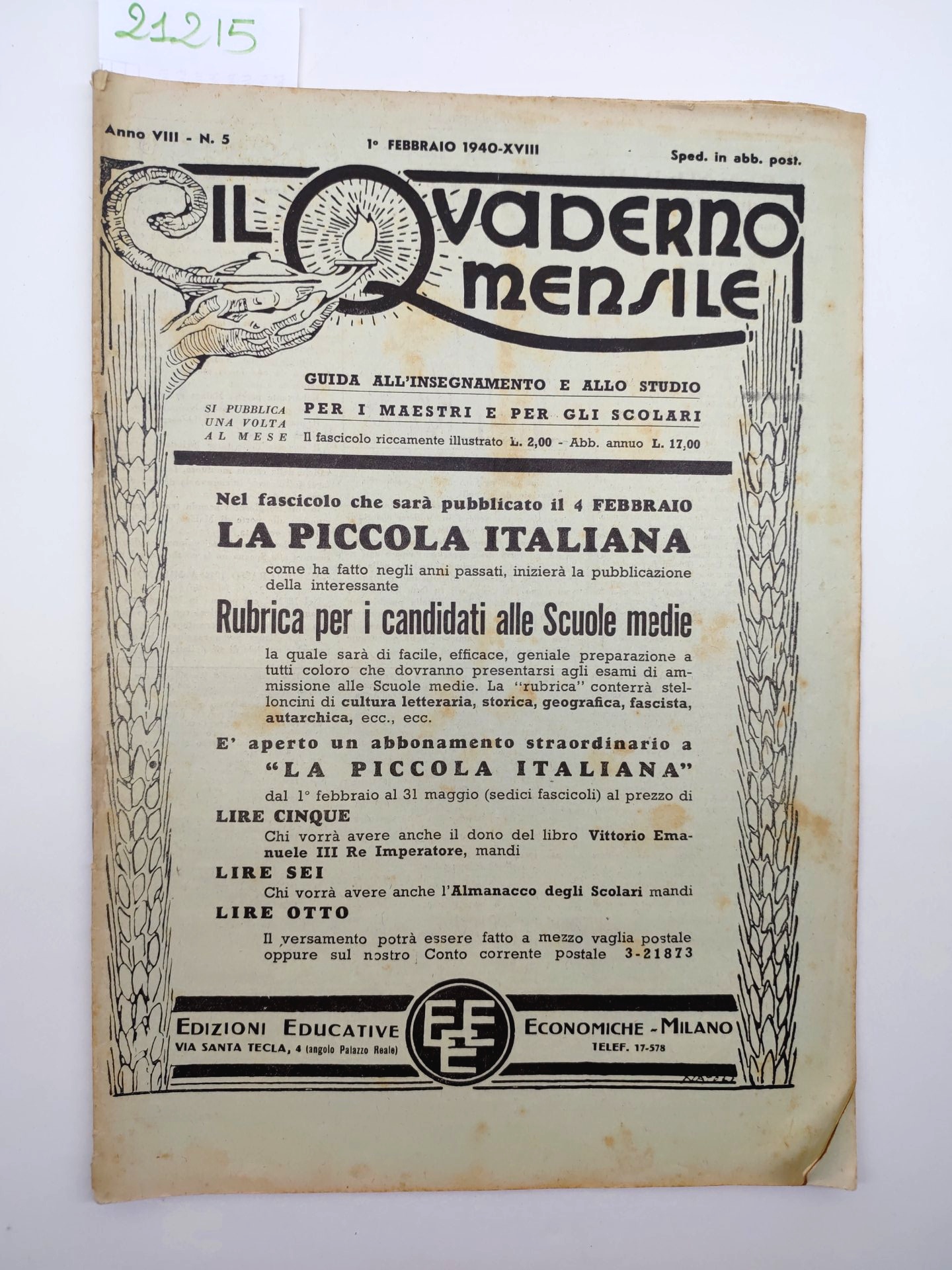 Il quaderno mensile n. 5 1940 guida all'insegnamento e allo …