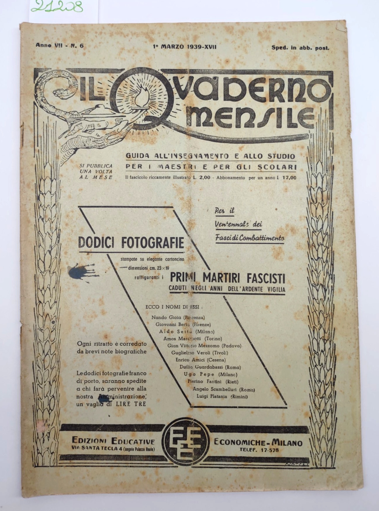 Il quaderno mensile n. 6 1939 guida all'insegnamento e allo …