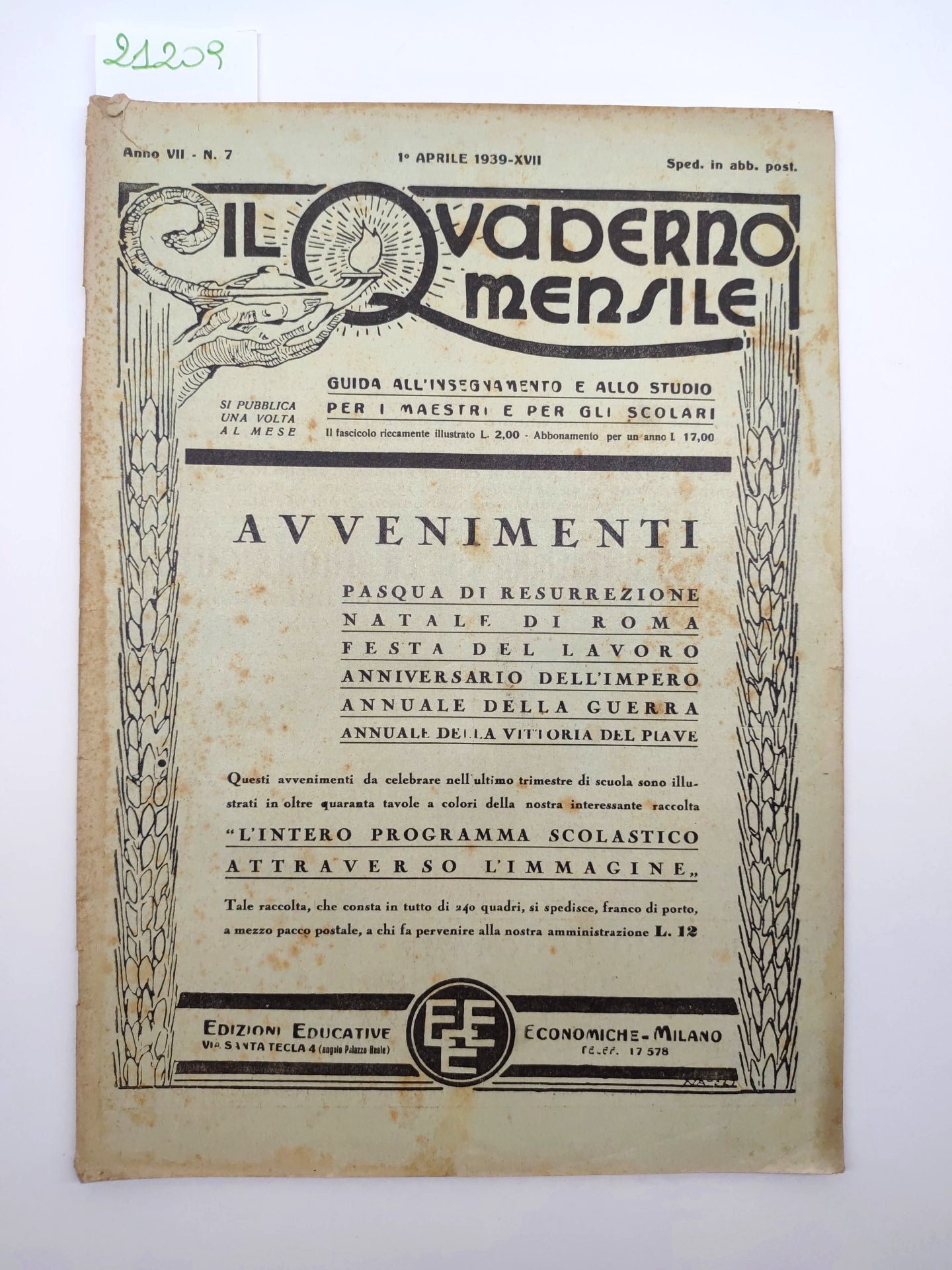 Il quaderno mensile n. 7 1939 guida all'insegnamento e allo …