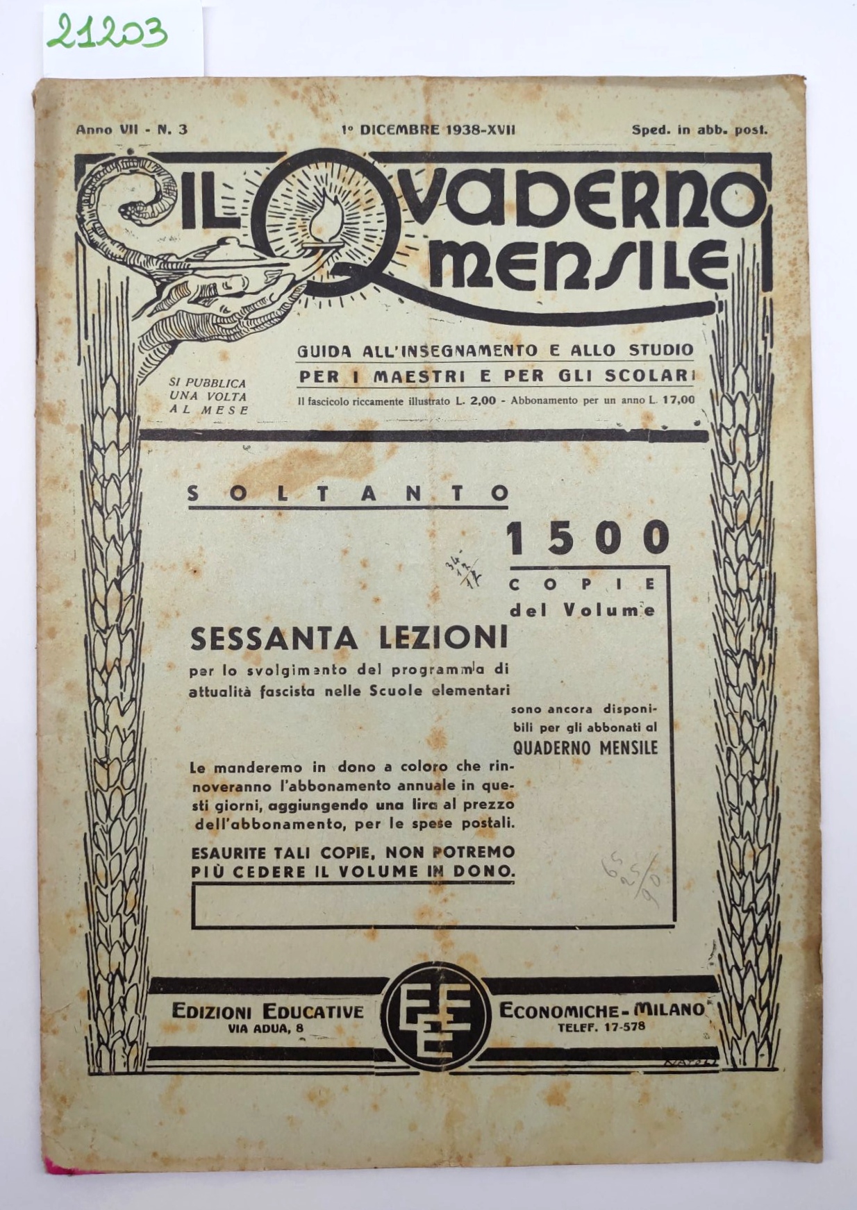Il quaderno mensile numero 3 1938 guida all'insegnamento e allo …