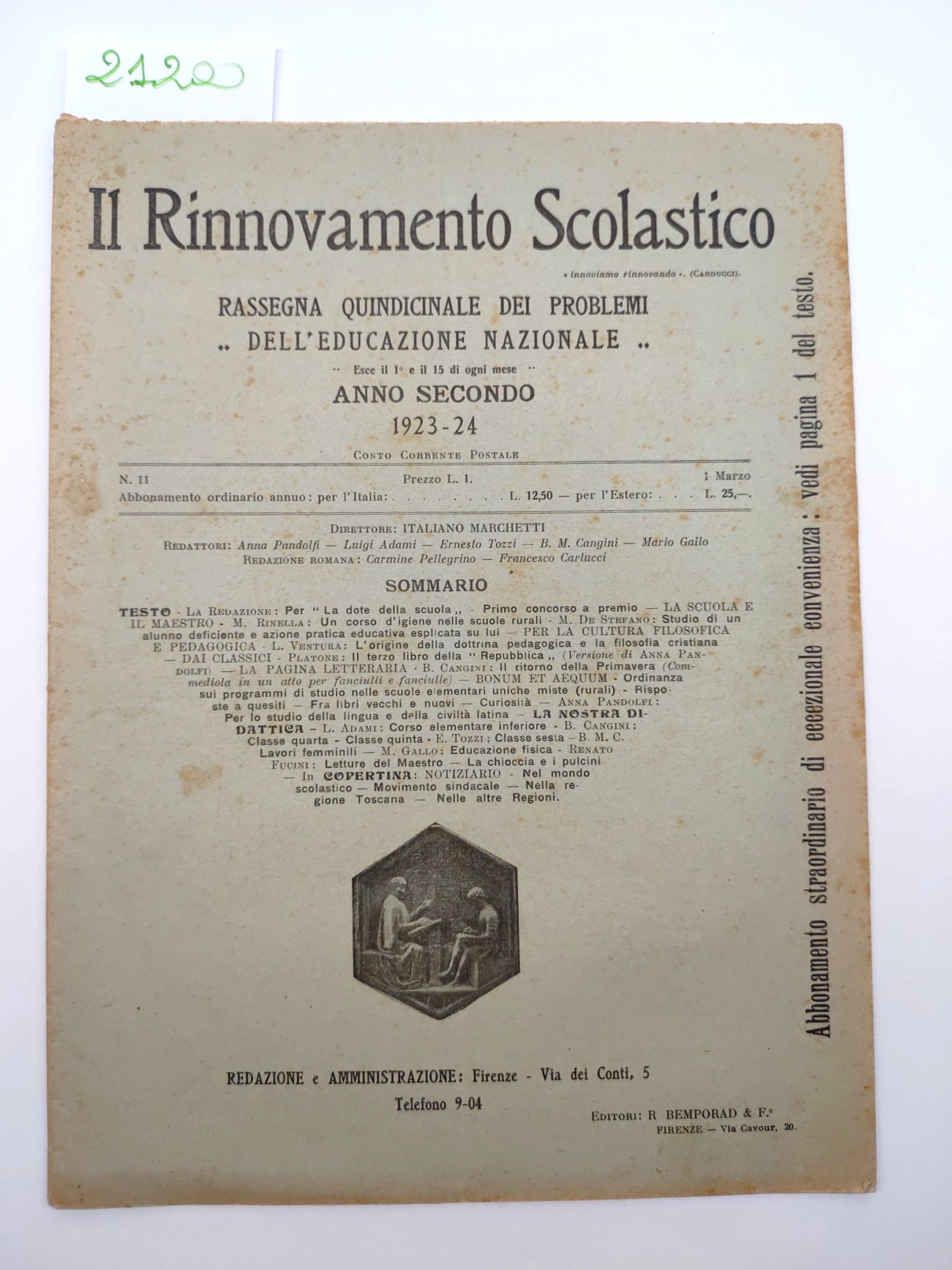 Il rinnovamento scolastico 1923-1924 numero 11 anno II°