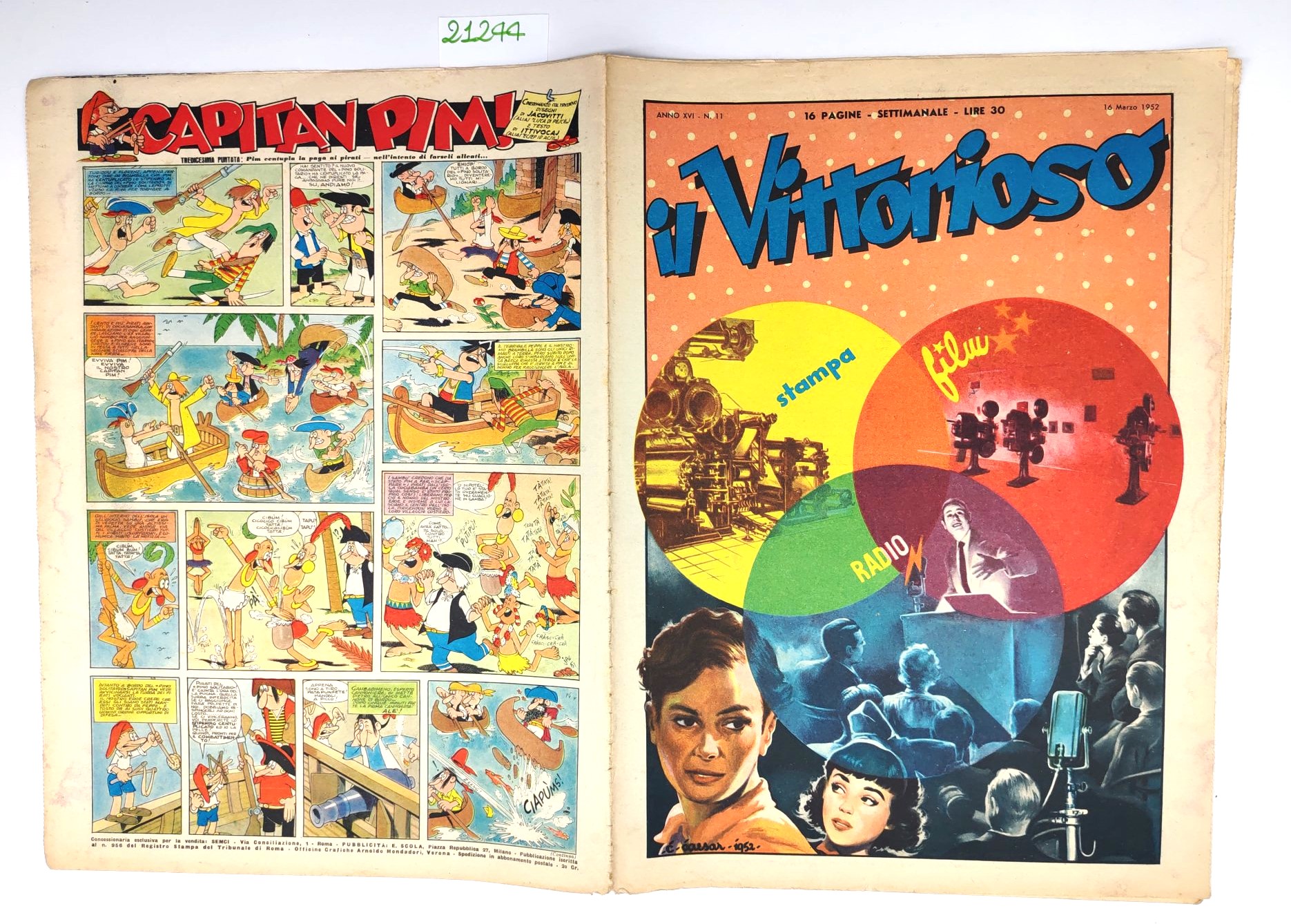 Il vittorioso numero 11 16 marzo 1952