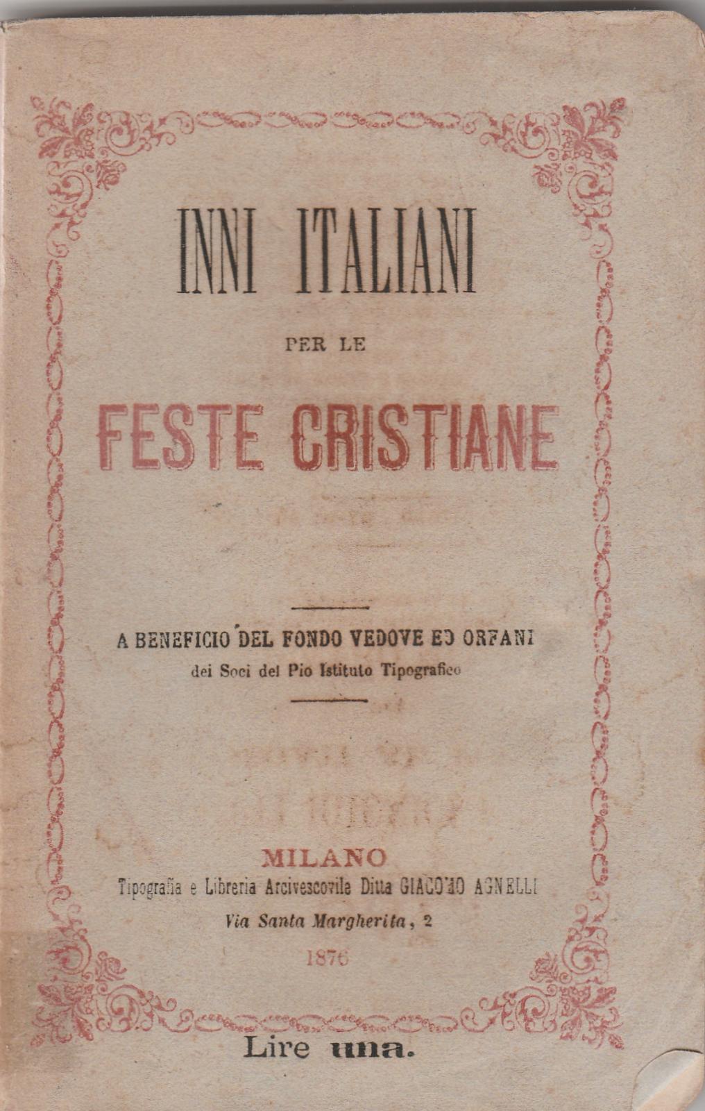 Inni Italiani Per Le Feste Cristiane A Beneficio Del Fondo …