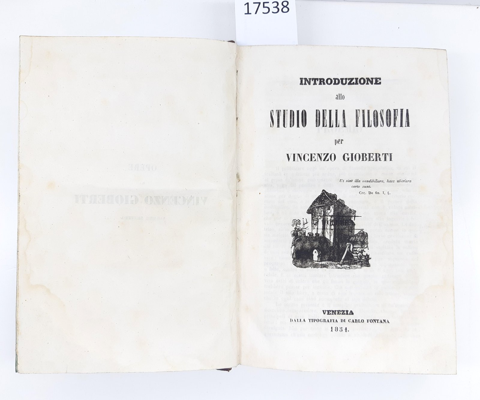 Introduzione allo studio della filosofia per Vincenzo Gioberti Venezia tipografia …