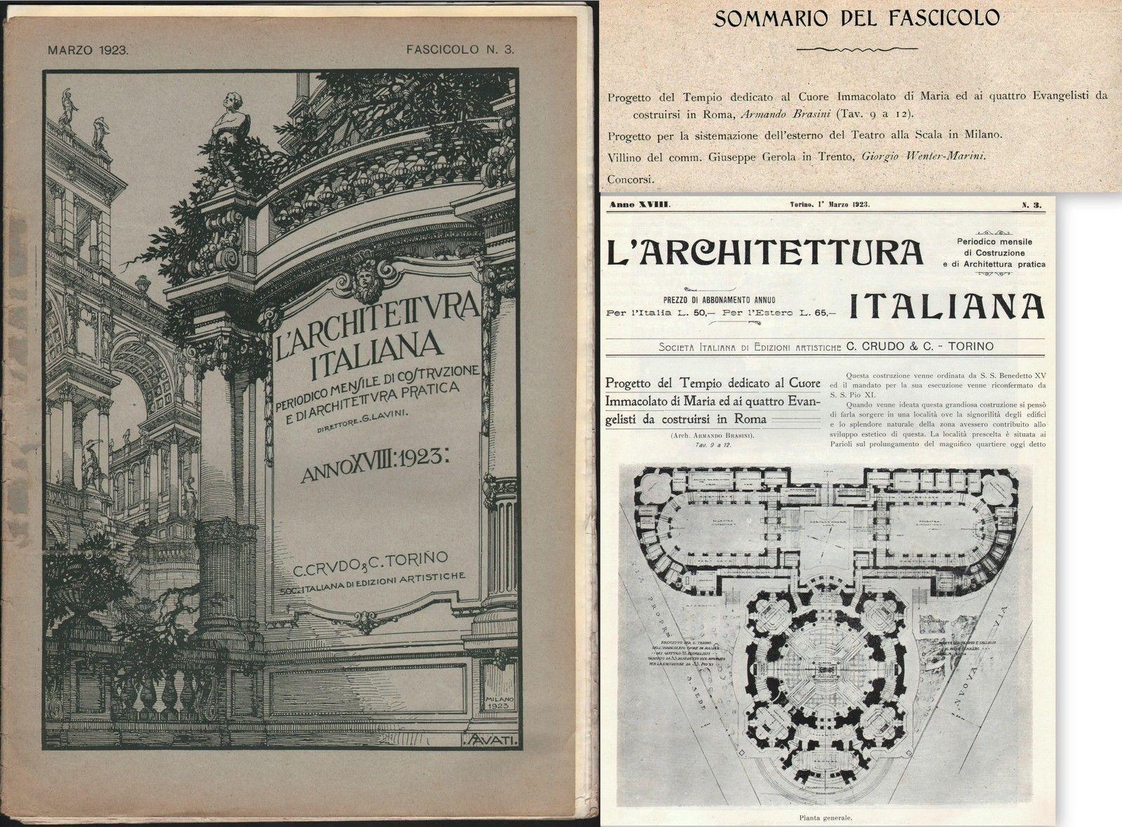 L'architettura Italiana Periodico Mensile-3-1923-Progetto Cuore Di Maria-Roma