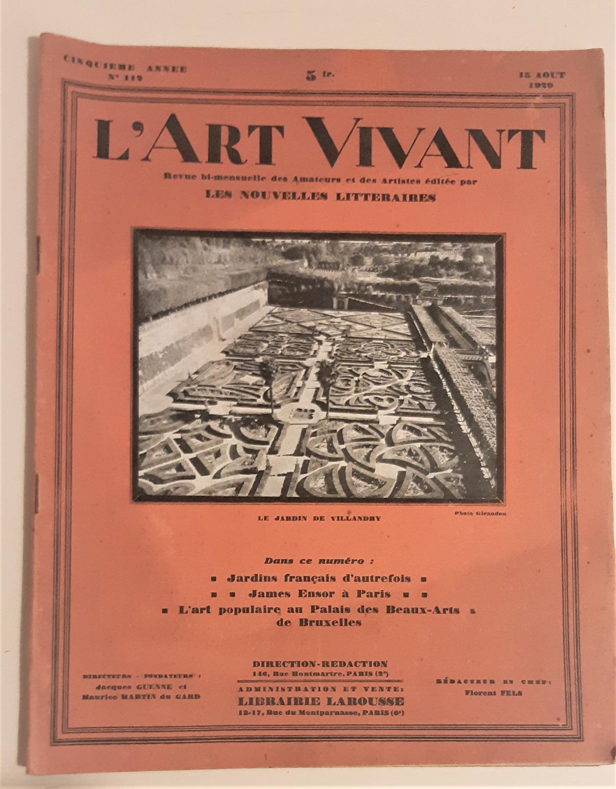 L'Art Vivant n∞112 1929 L'art des jardins franÁais d'autrefois : …