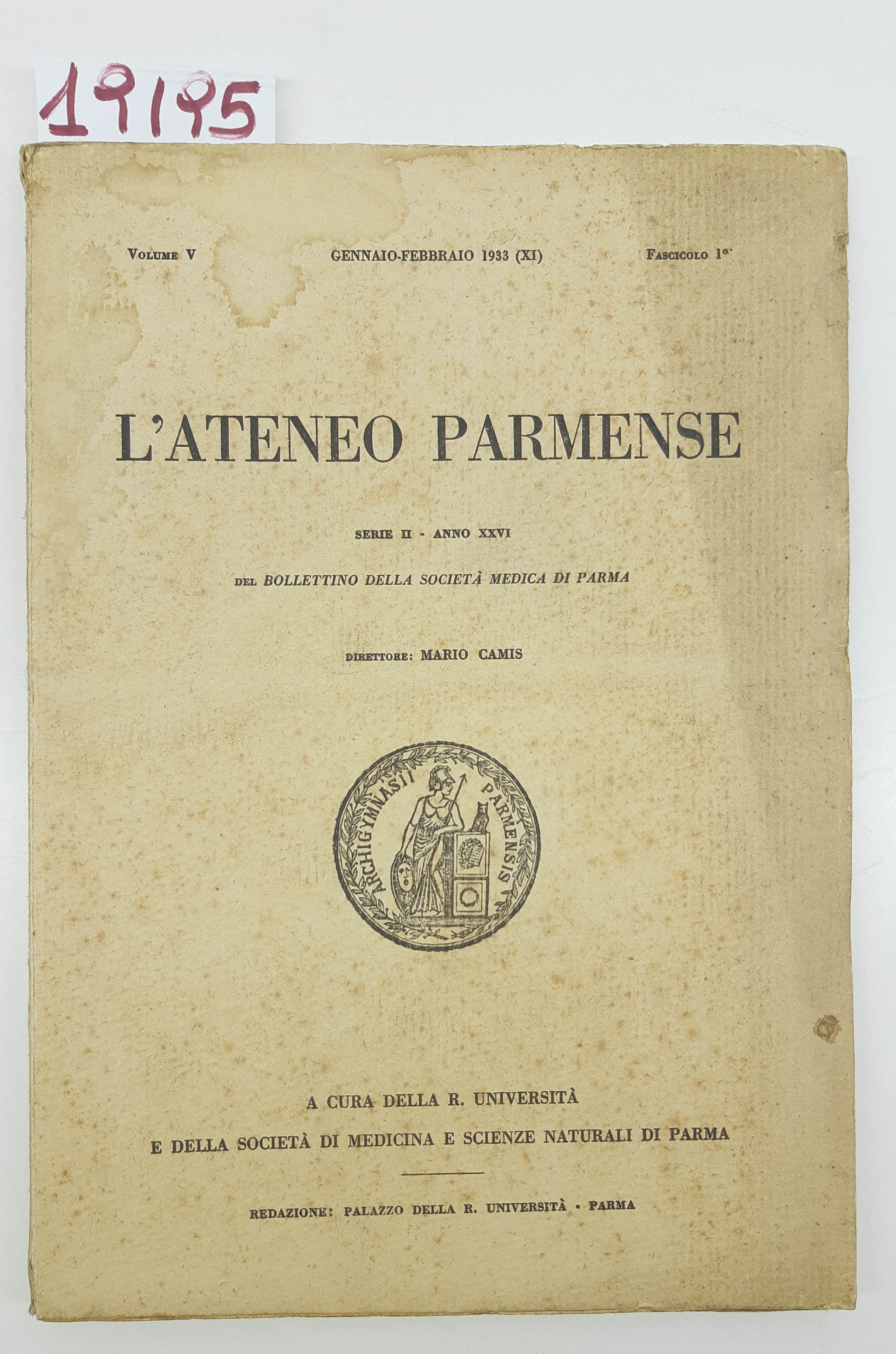 L'ateneo Parmense n. 1 gennaio febbraio 1933 Università di Parma