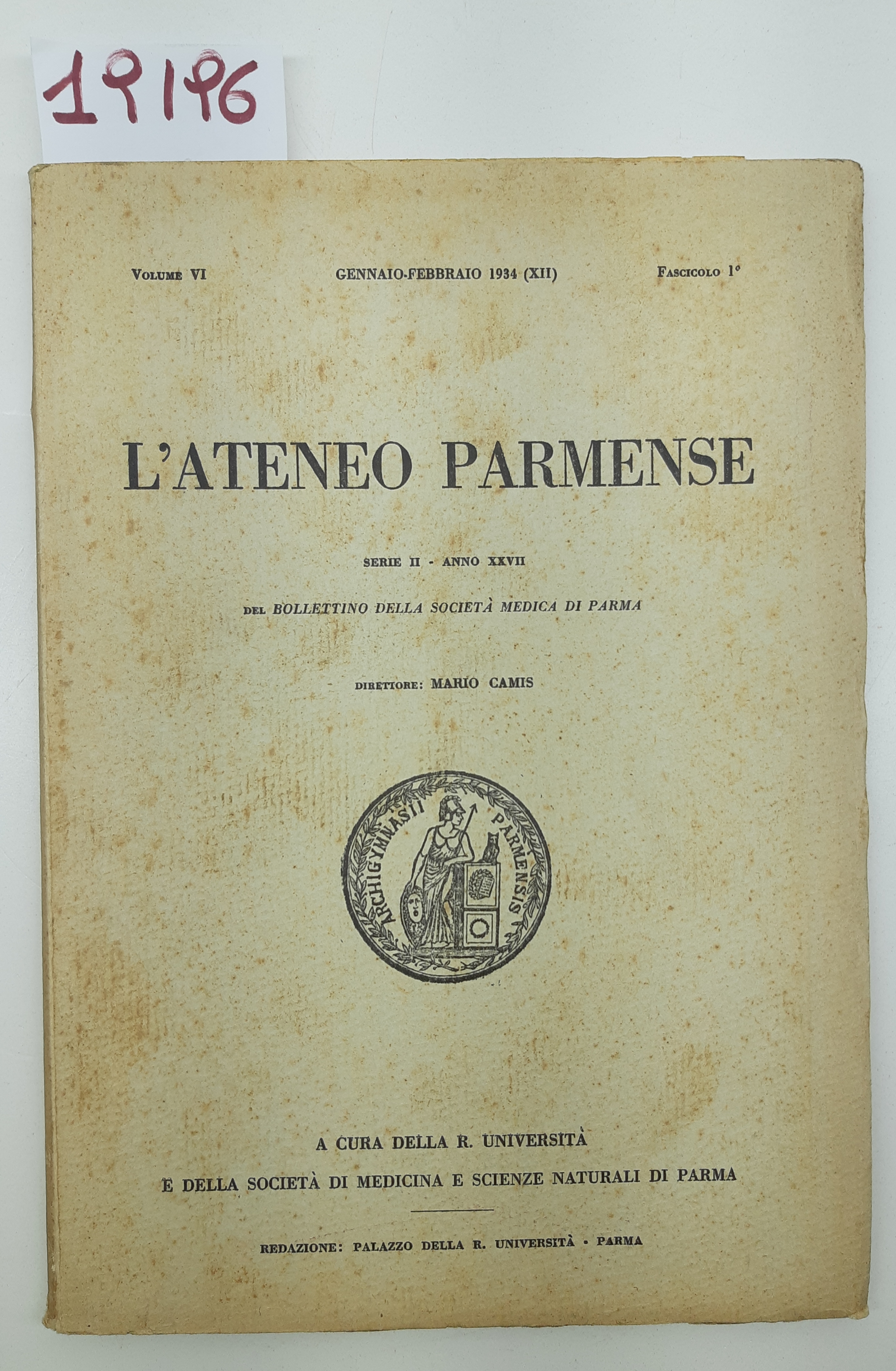 L'ateneo Parmense n. 1 gennaio febbraio 1934 Università di Parma