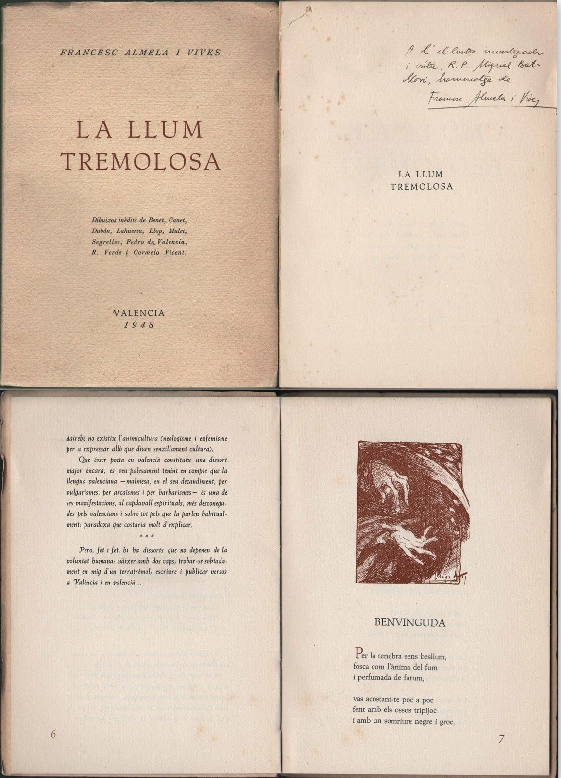 La Llum Tremolosa Francesc Almela I Vives-AutÛgrafo-Valencia 1948-Tirada-104-300